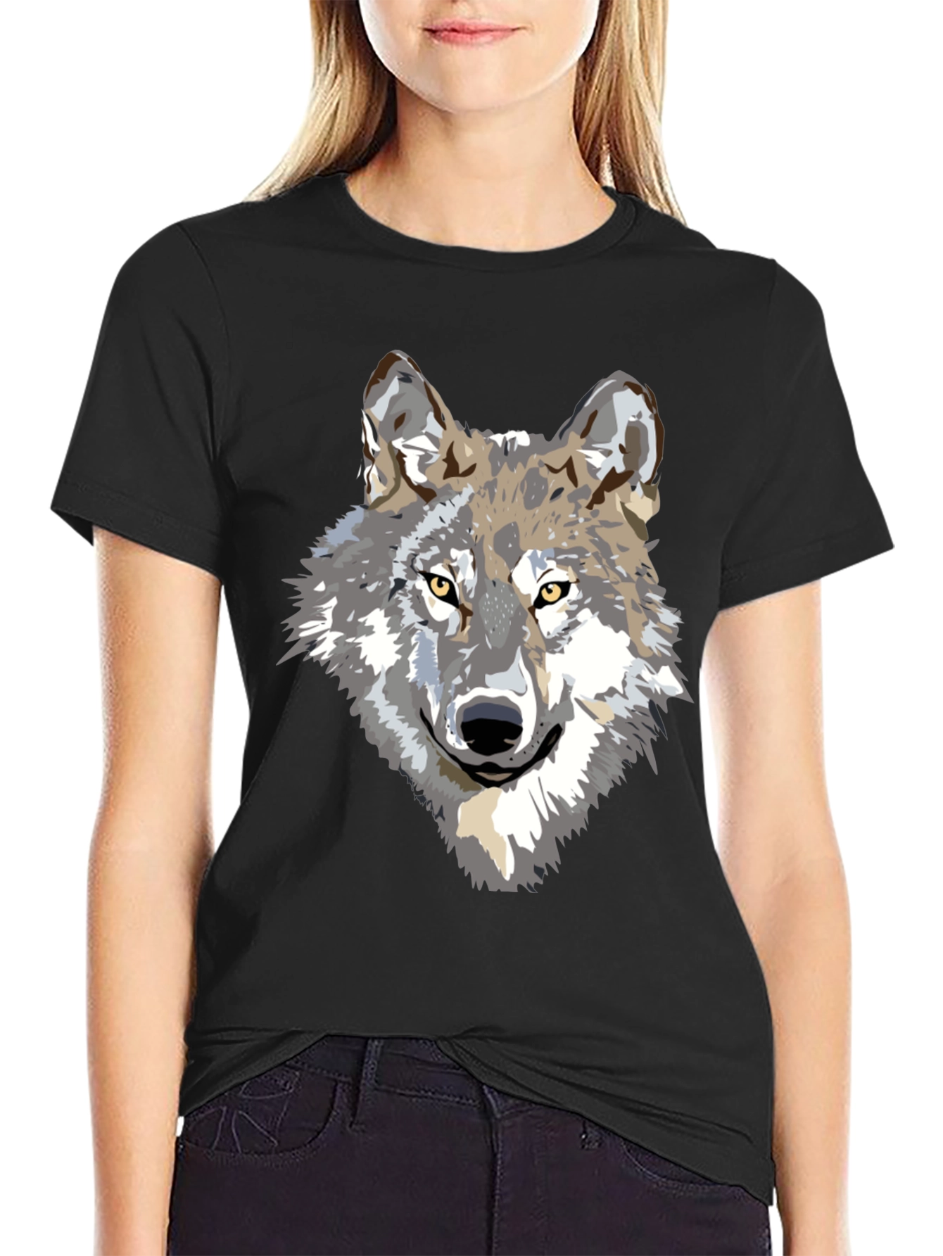 Wolf Graphic Print Black T-Shirt