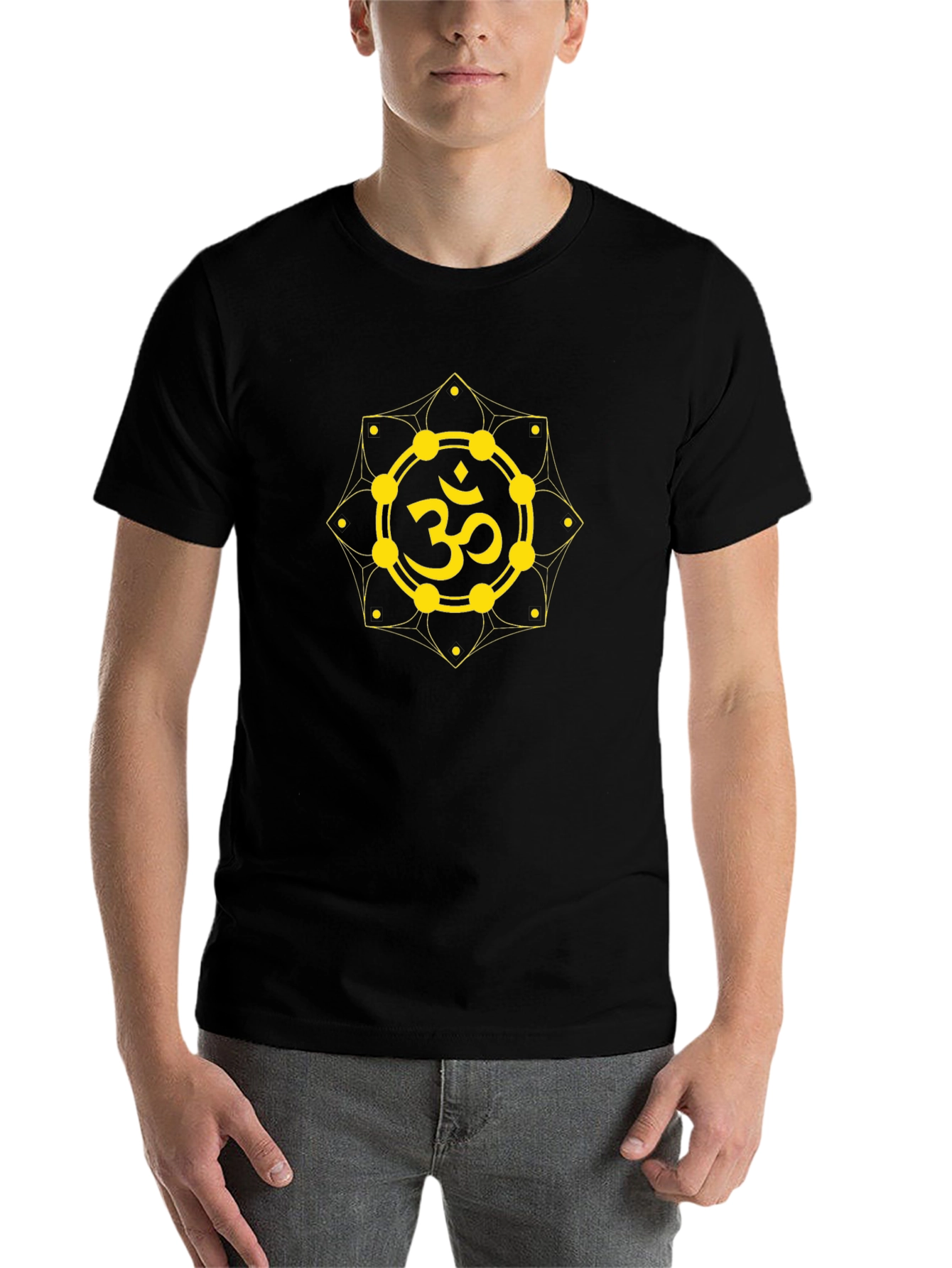 Om Symbol Graphic T-Shirt - Black Cotton Blend