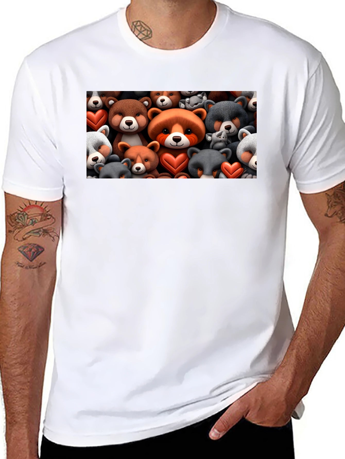 Bear Heart T-Shirt - Cute Cartoon Animal Tee