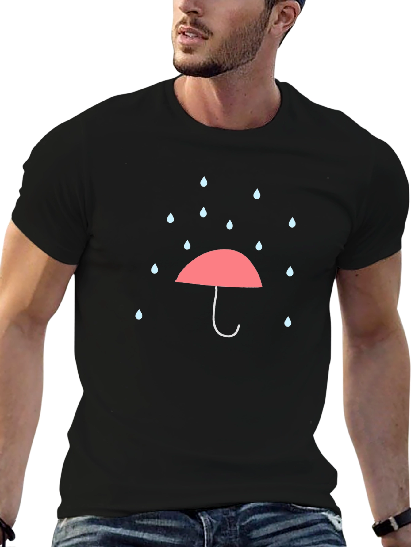 Rainy Day Umbrella Graphic Tee - Black
