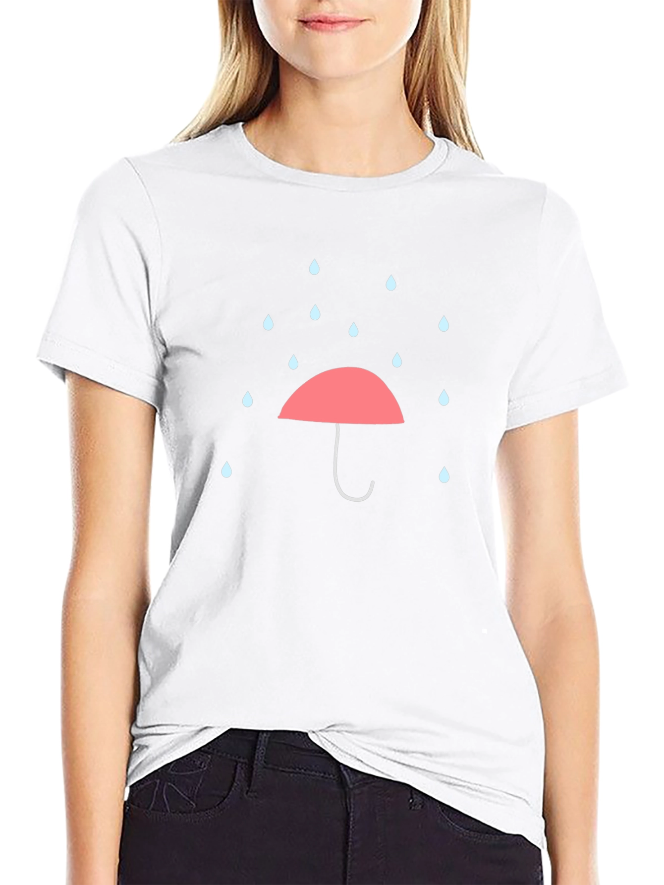 Rainy Day Umbrella Graphic Tee - Black