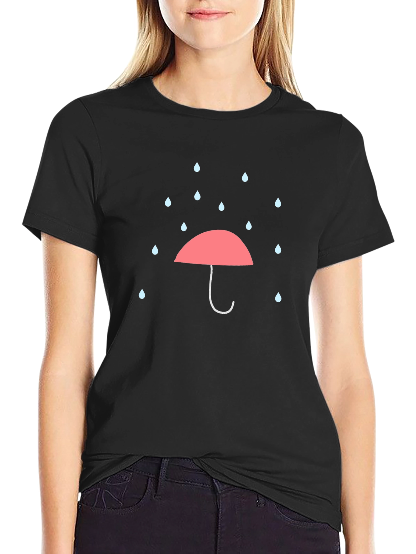 Rainy Day Umbrella Graphic Tee - Black