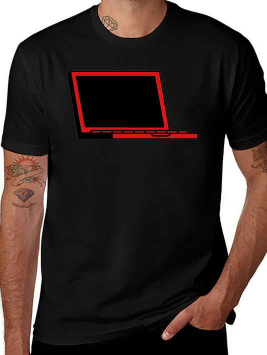 Laptop Graphic Tee - Black Stylish Casual T-Shirt