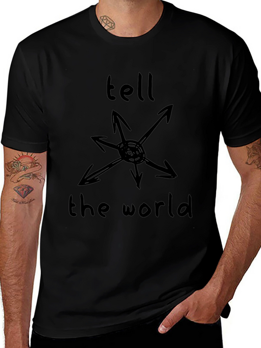 Tell the World Graphic Print Black T-Shirt
