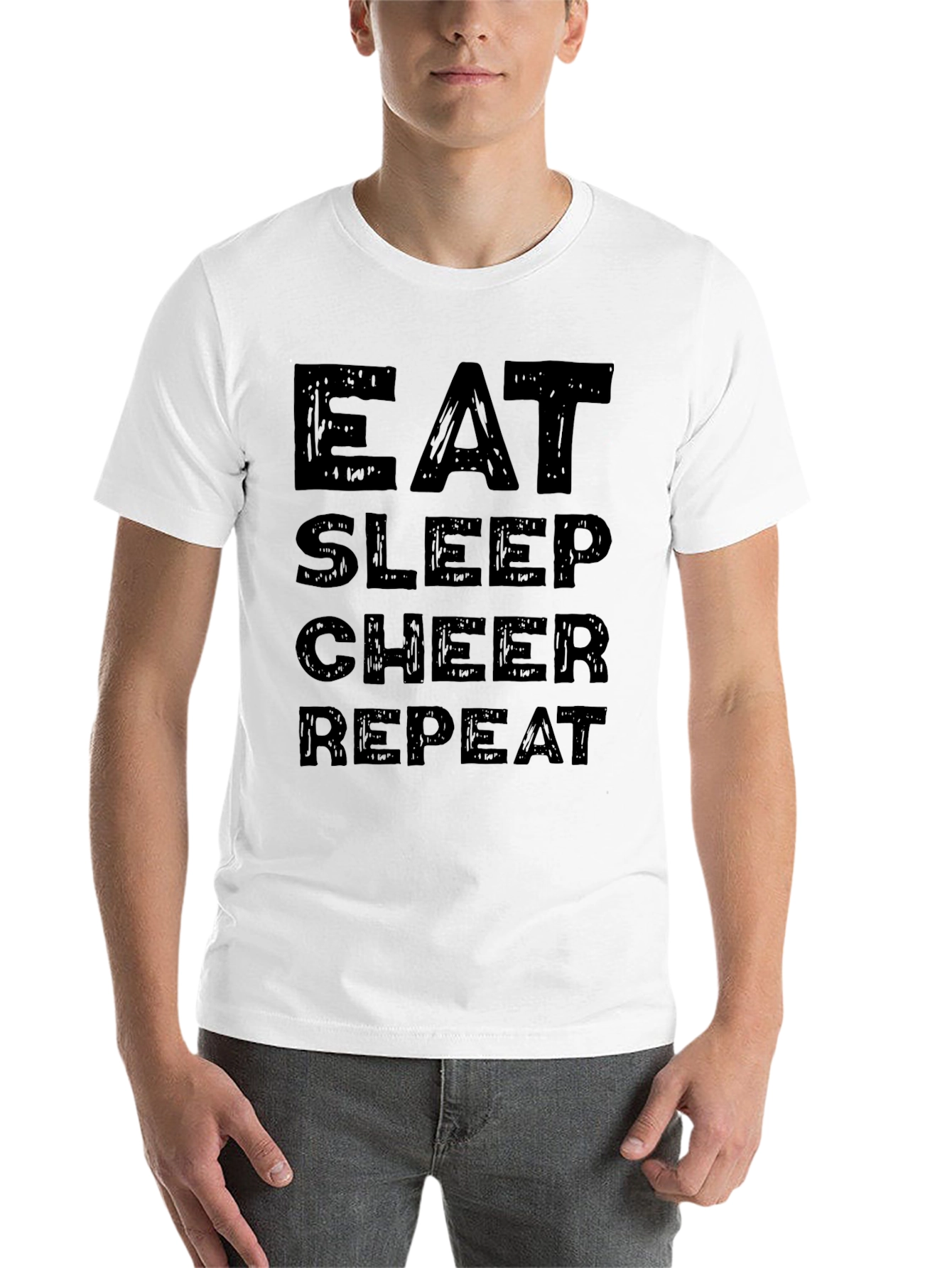 Eat Sleep Cheer Repeat Black Graphic Tee Shirt