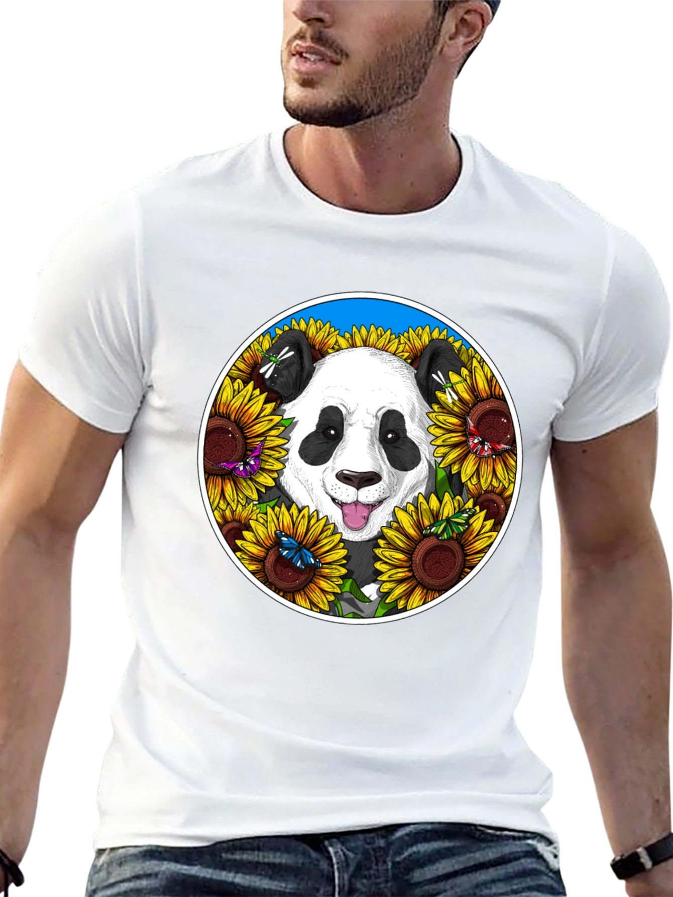 Panda Sunflower Graphic Tee