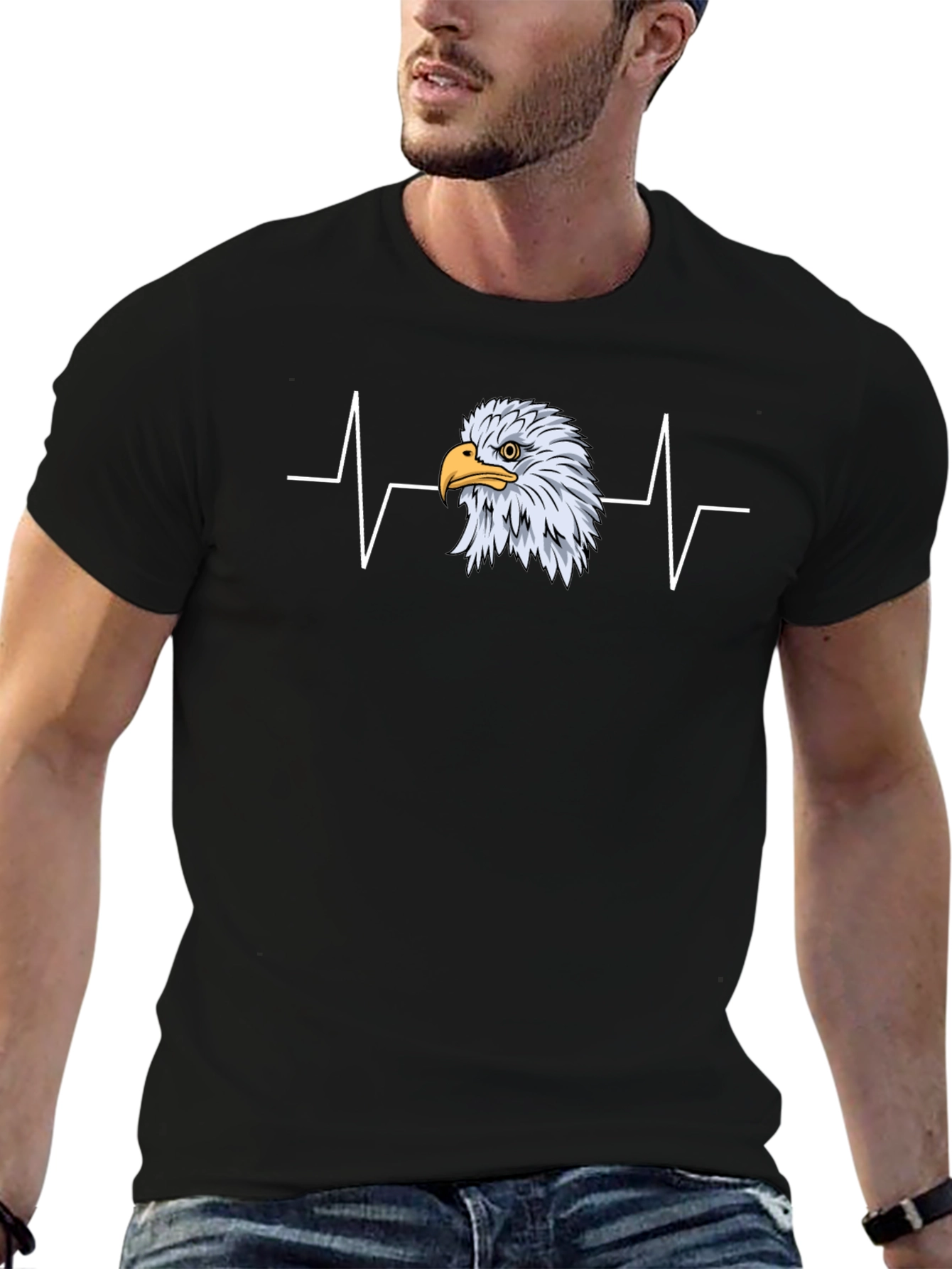 Eagle Heartbeat Graphic Tee - Black