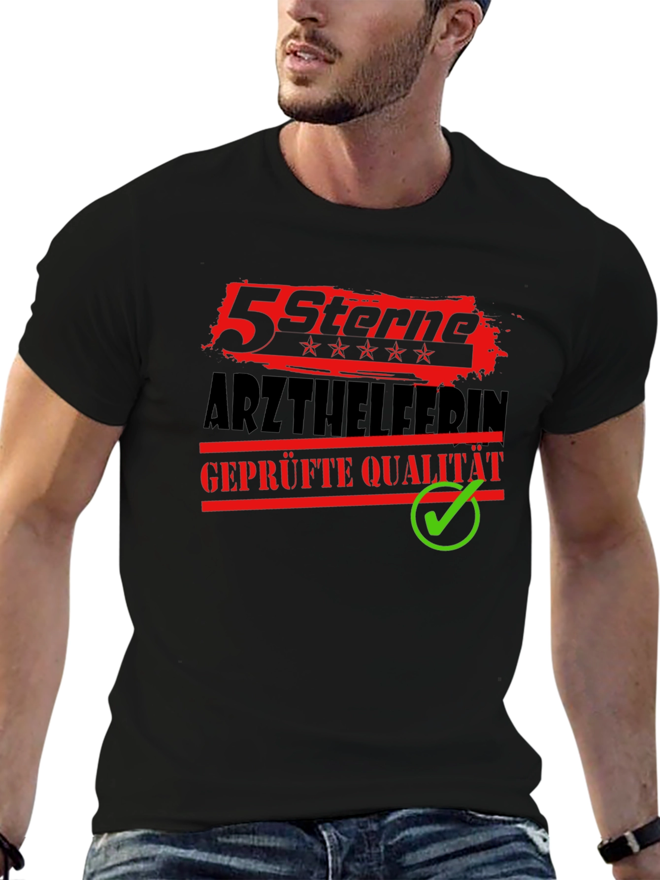 5 Sterne Arzthelferin Black Graphic Tee