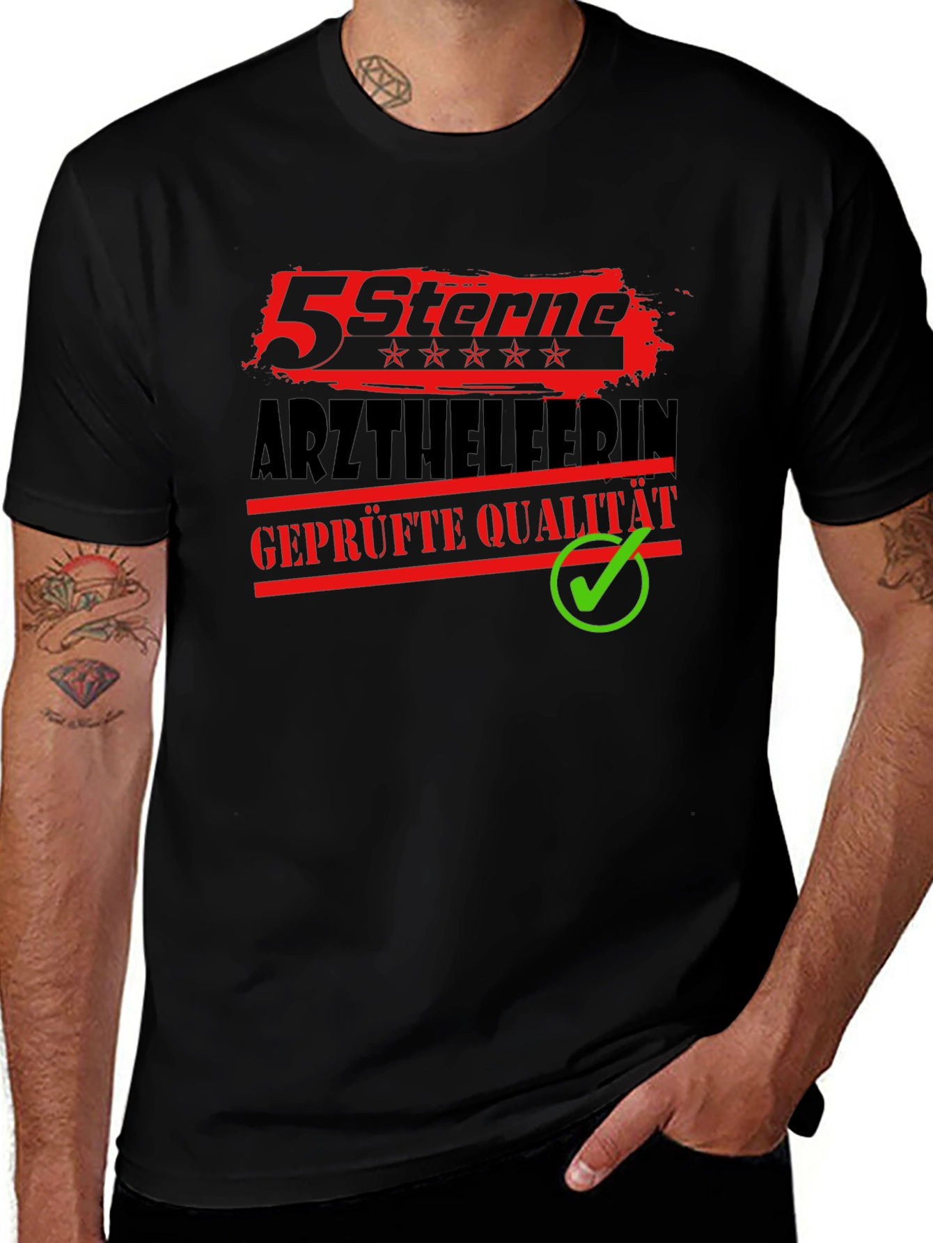 5 Sterne Arzthelferin Black Graphic Tee