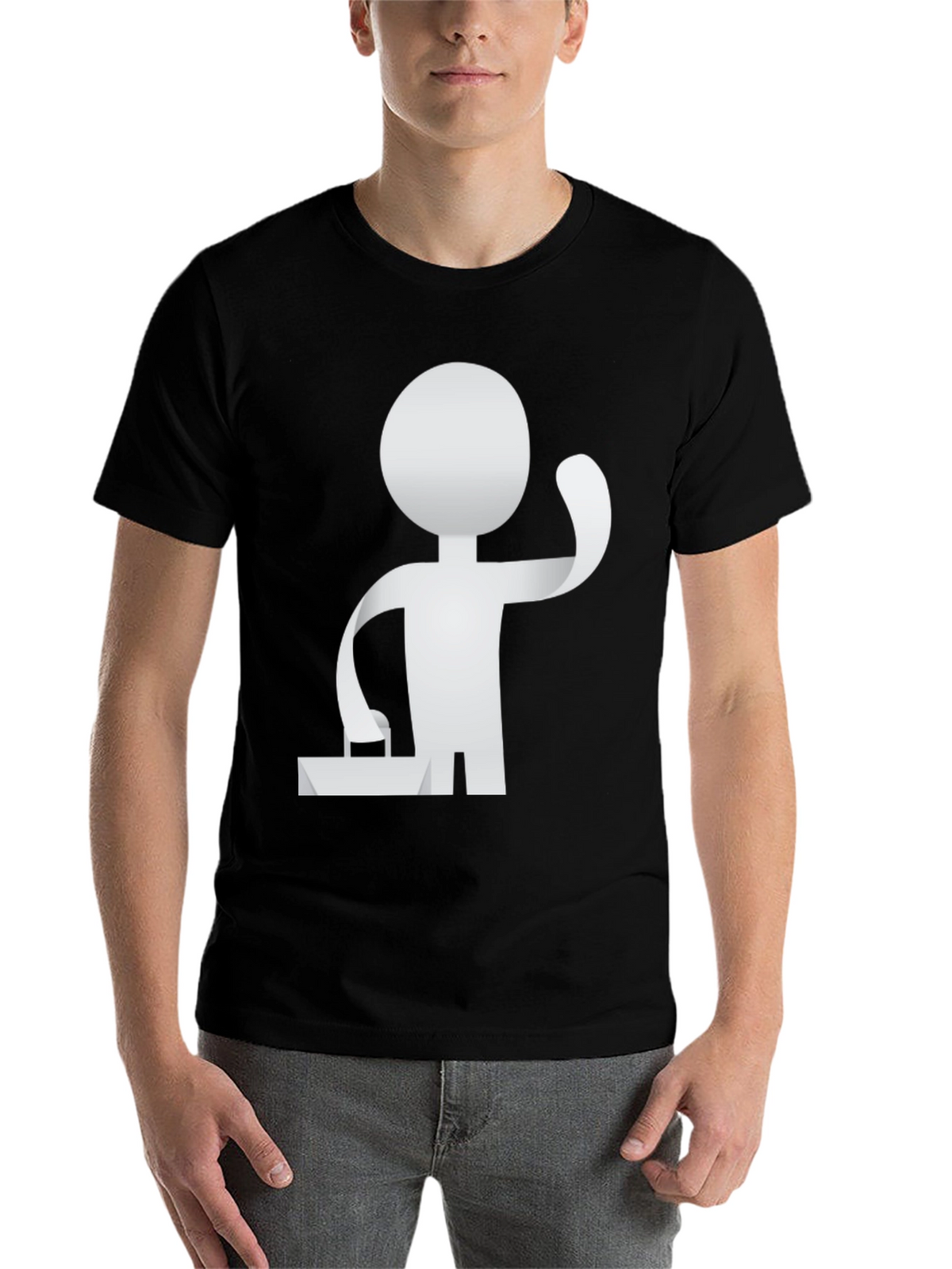 Stylish Black T-Shirt with Abstract Figure Graphic