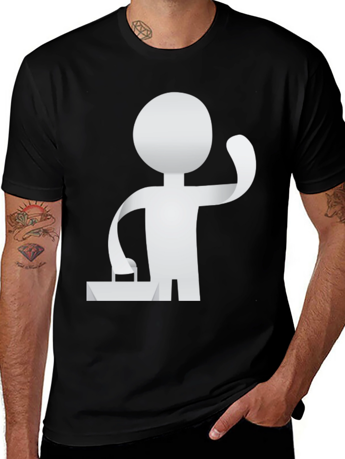 Stylish Black T-Shirt with Abstract Figure Graphic