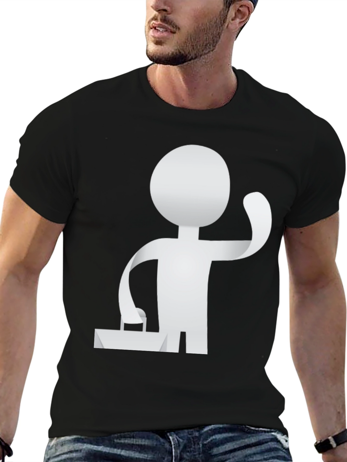 Stylish Black T-Shirt with Abstract Figure Graphic