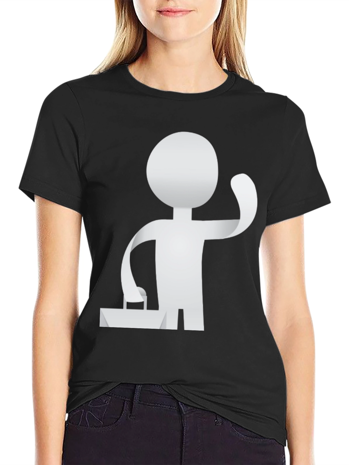 Stylish Black T-Shirt with Abstract Figure Graphic
