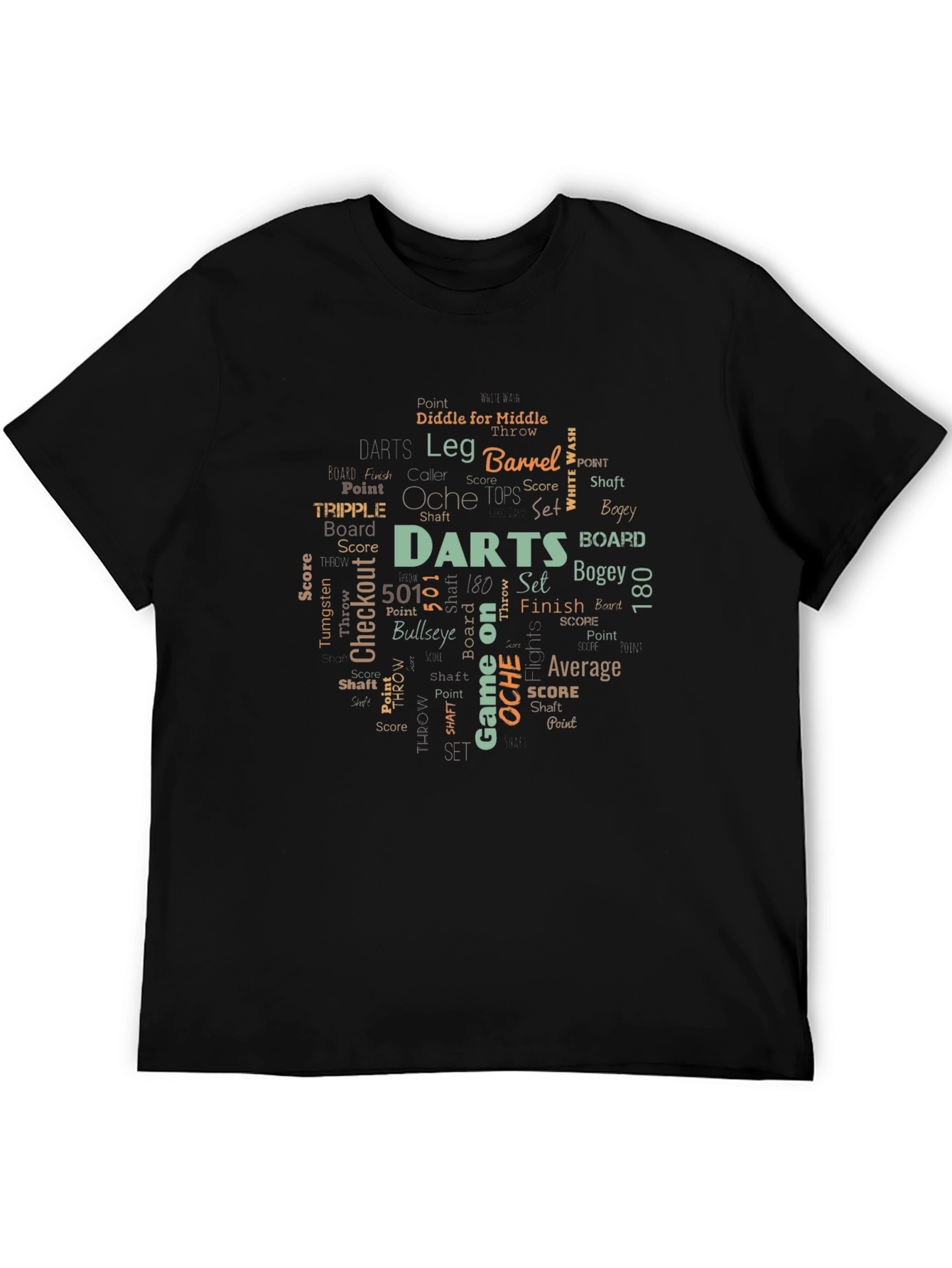 Darts Word Art Black T-Shirt