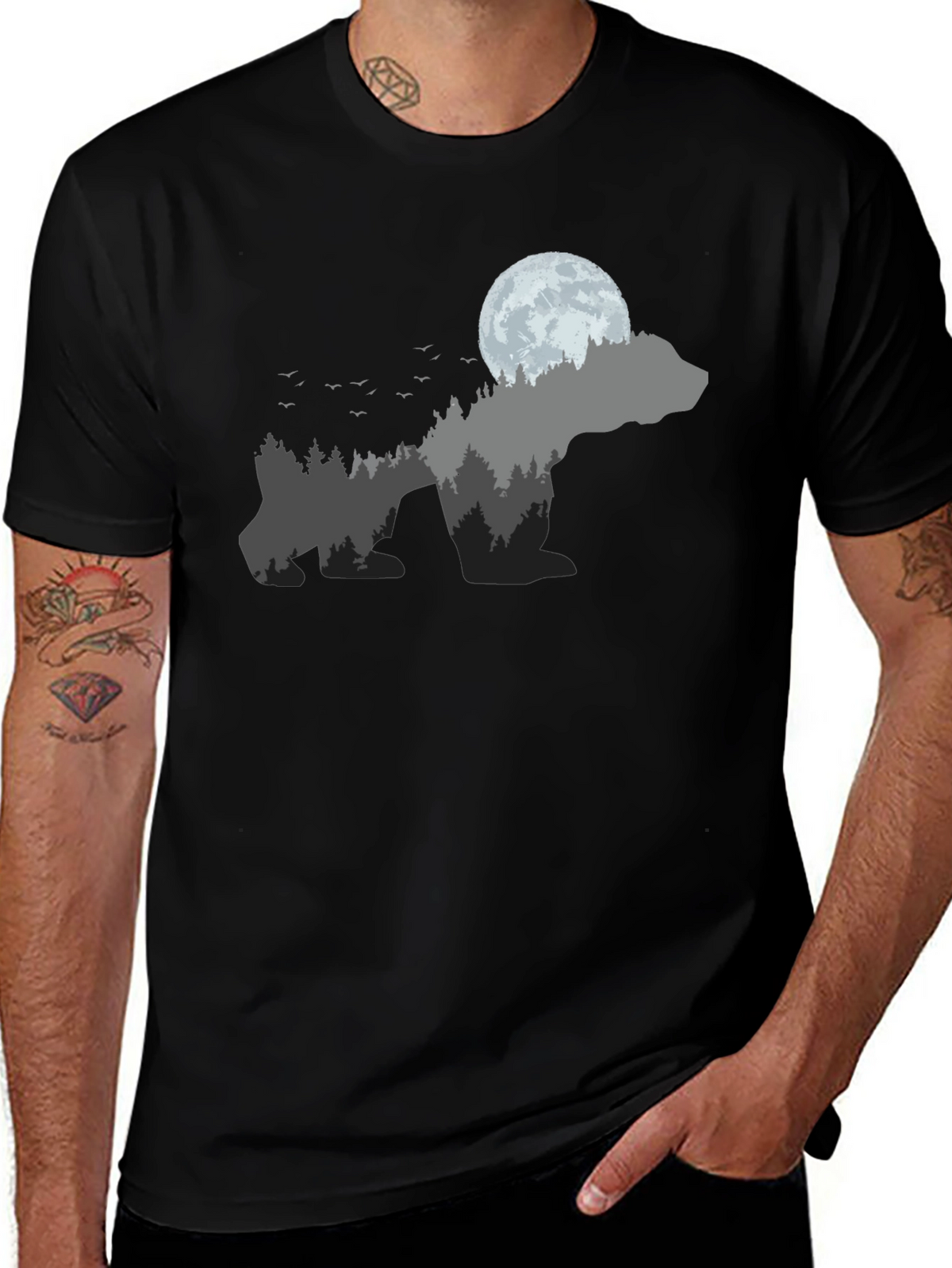 Nature Bear Black T-Shirt