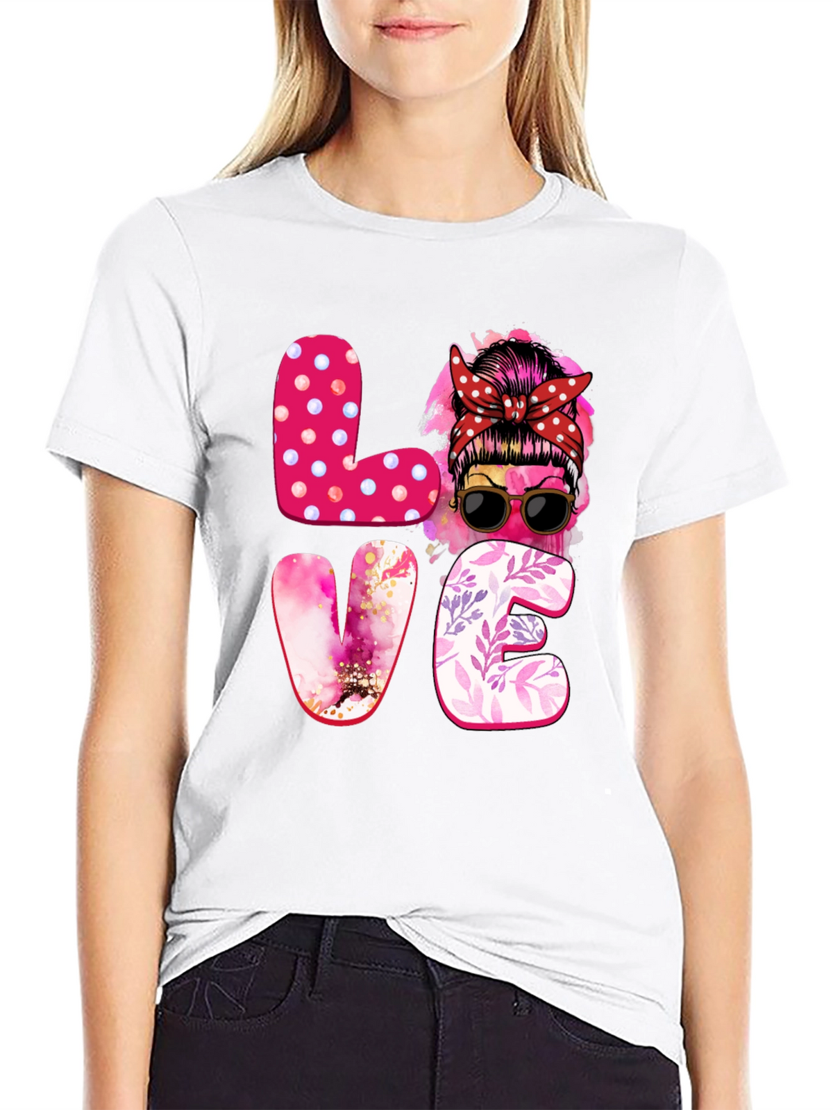 Love Messy Bun Graphic Tee - Stylish Womens T-Shirt
