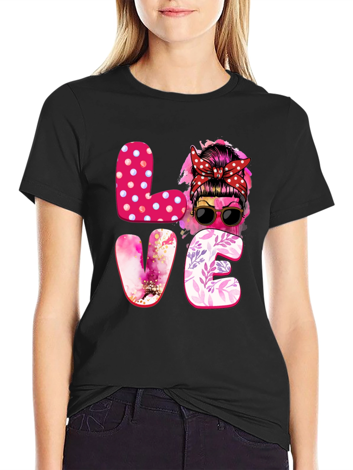 Love Messy Bun Graphic Tee - Stylish Womens T-Shirt