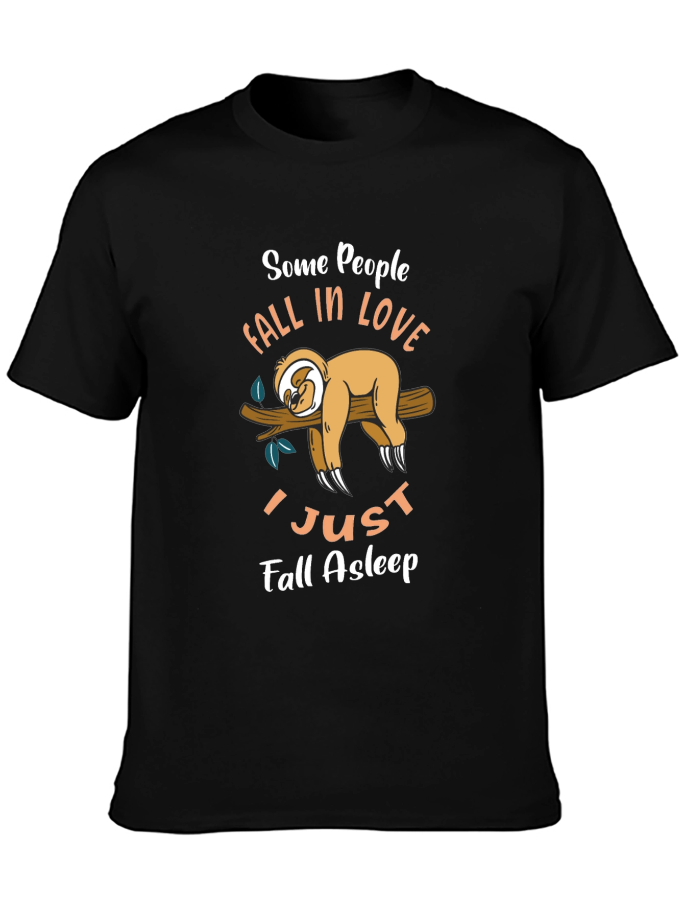 Funny Sloth Graphic T-Shirt - Fall Asleep Tee
