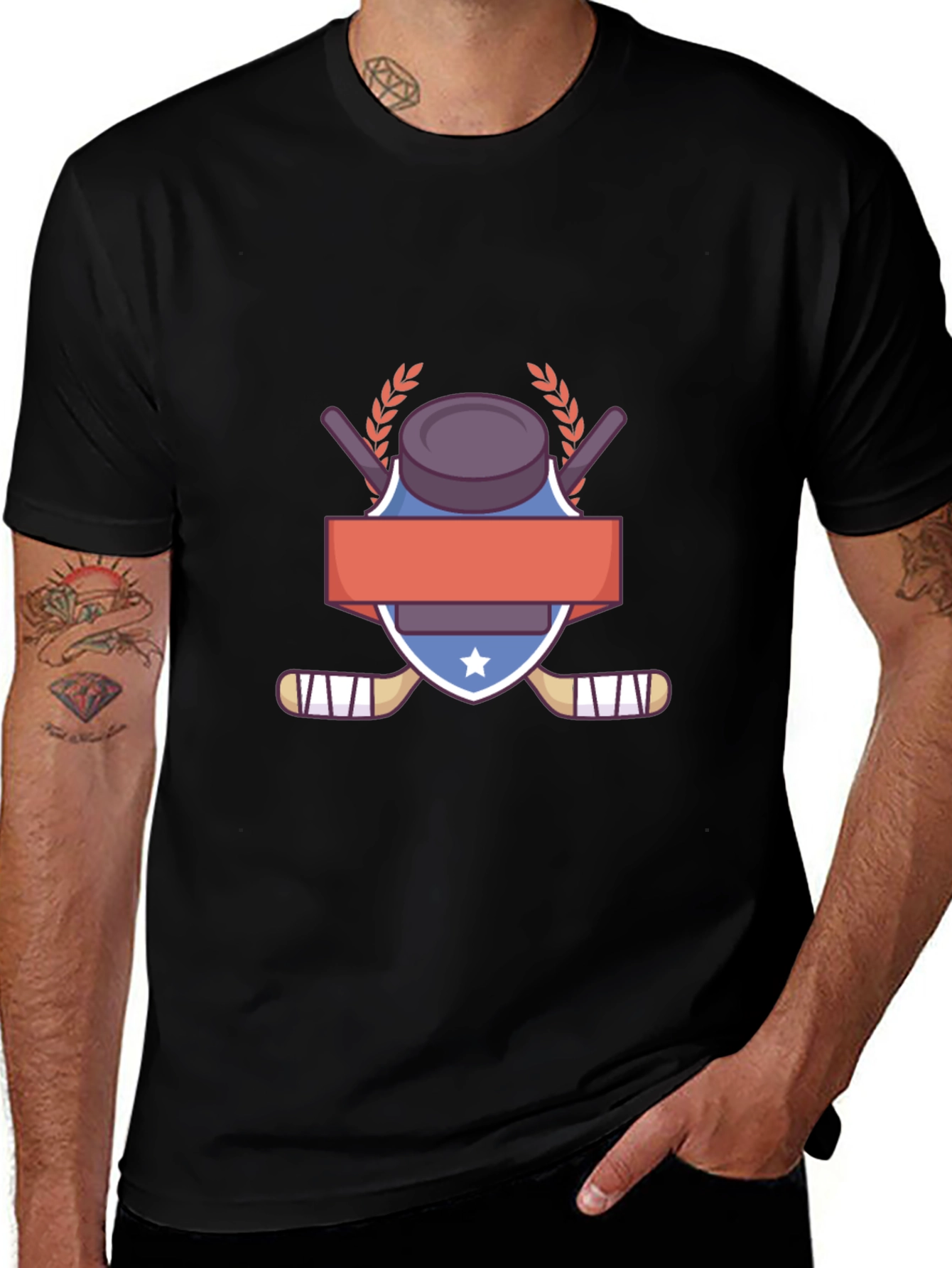 Hockey Puck & Sticks Graphic T-Shirt