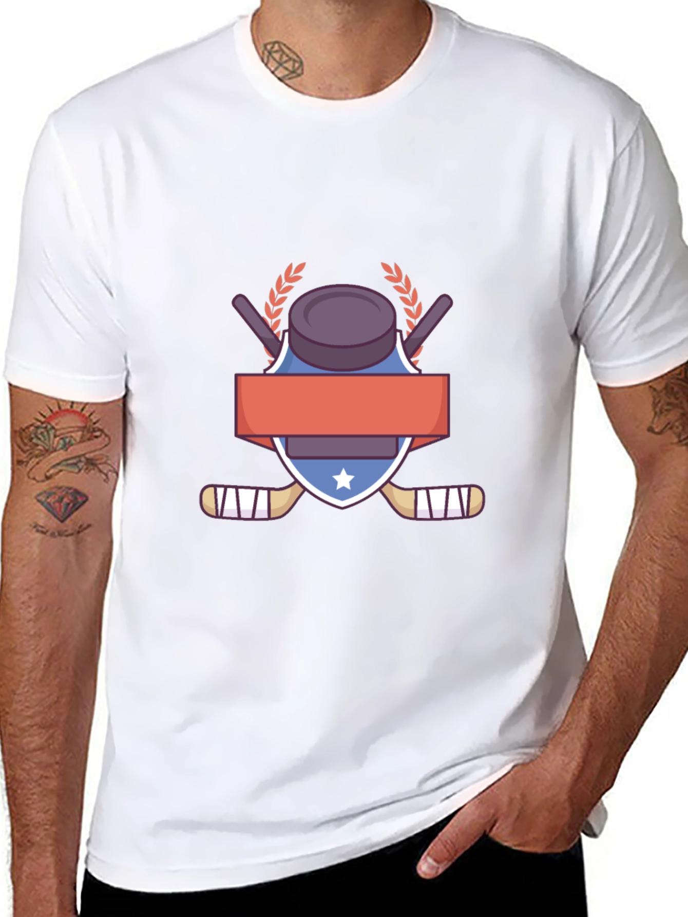 Hockey Puck & Sticks Graphic T-Shirt