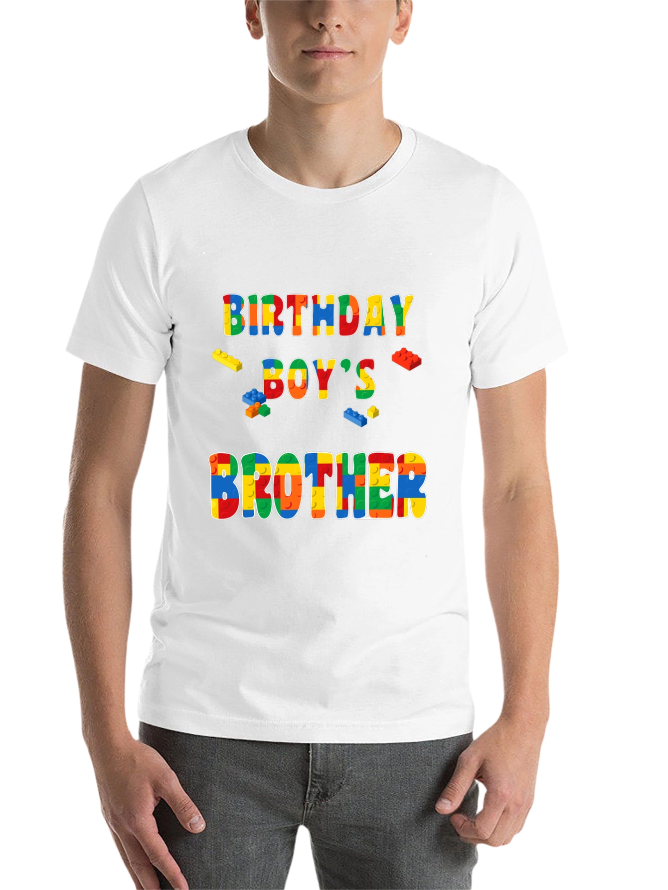 Birthday Boys Brother T-Shirt Lego Block Style