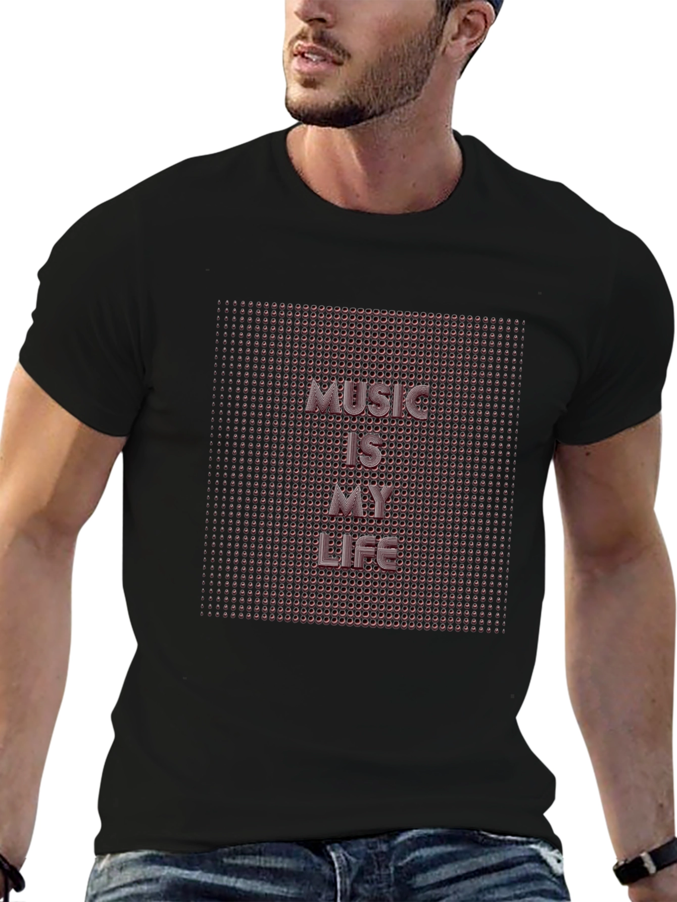 Music Is My Life Black Graphic T-Shirt