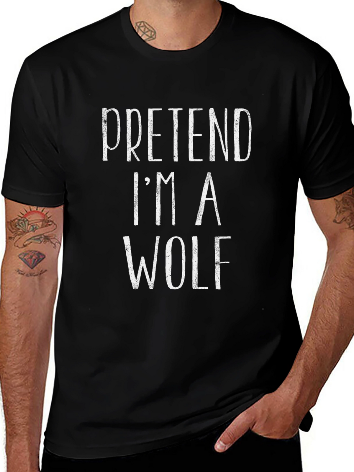 Pretend Im A Wolf T-Shirt Funny Costume Party Tee