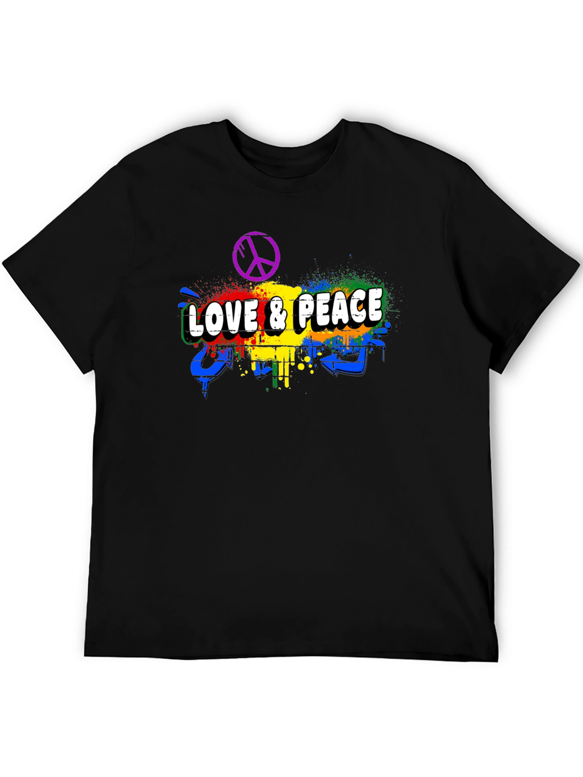 Love & Peace Graphic Tee - Mens Black T-Shirt