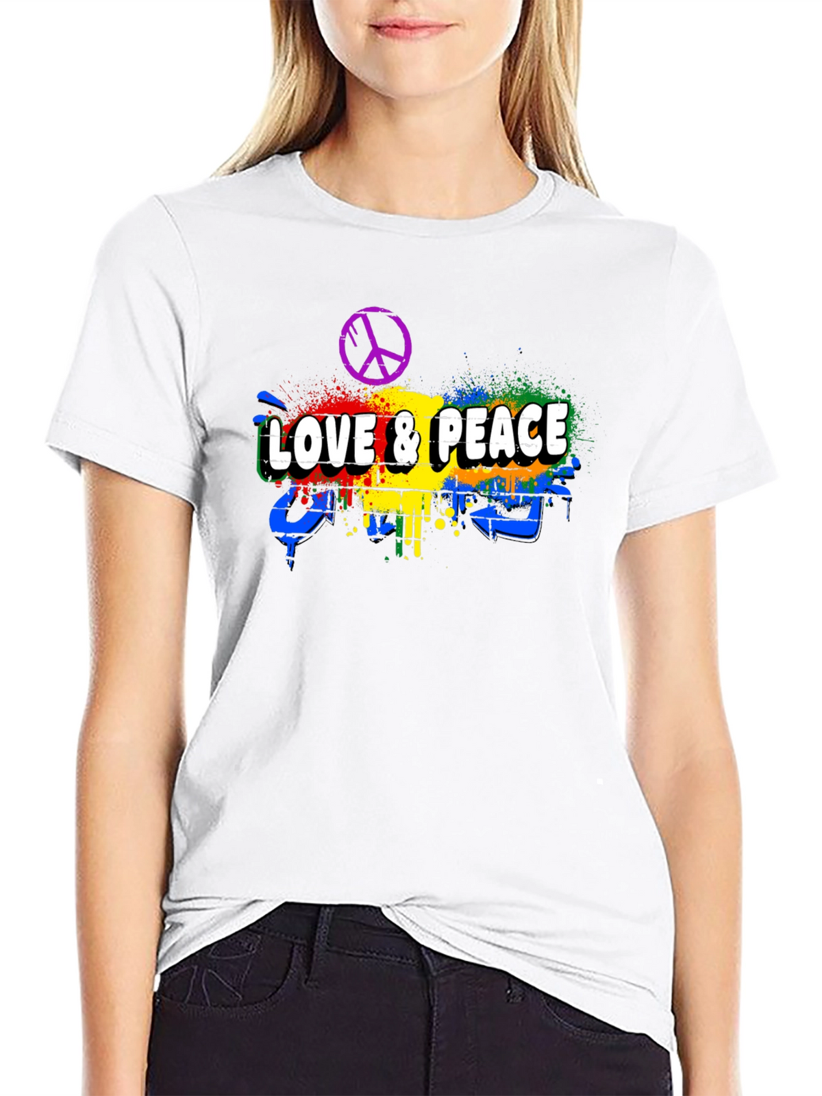 Love & Peace Graphic Tee - Mens Black T-Shirt