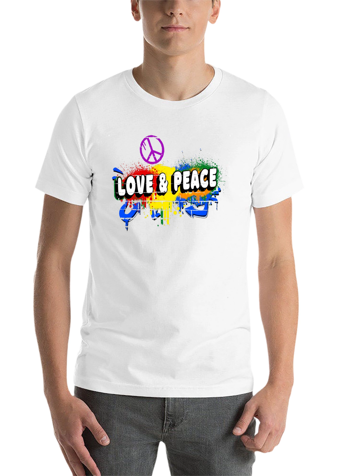 Love & Peace Graphic Tee - Mens Black T-Shirt