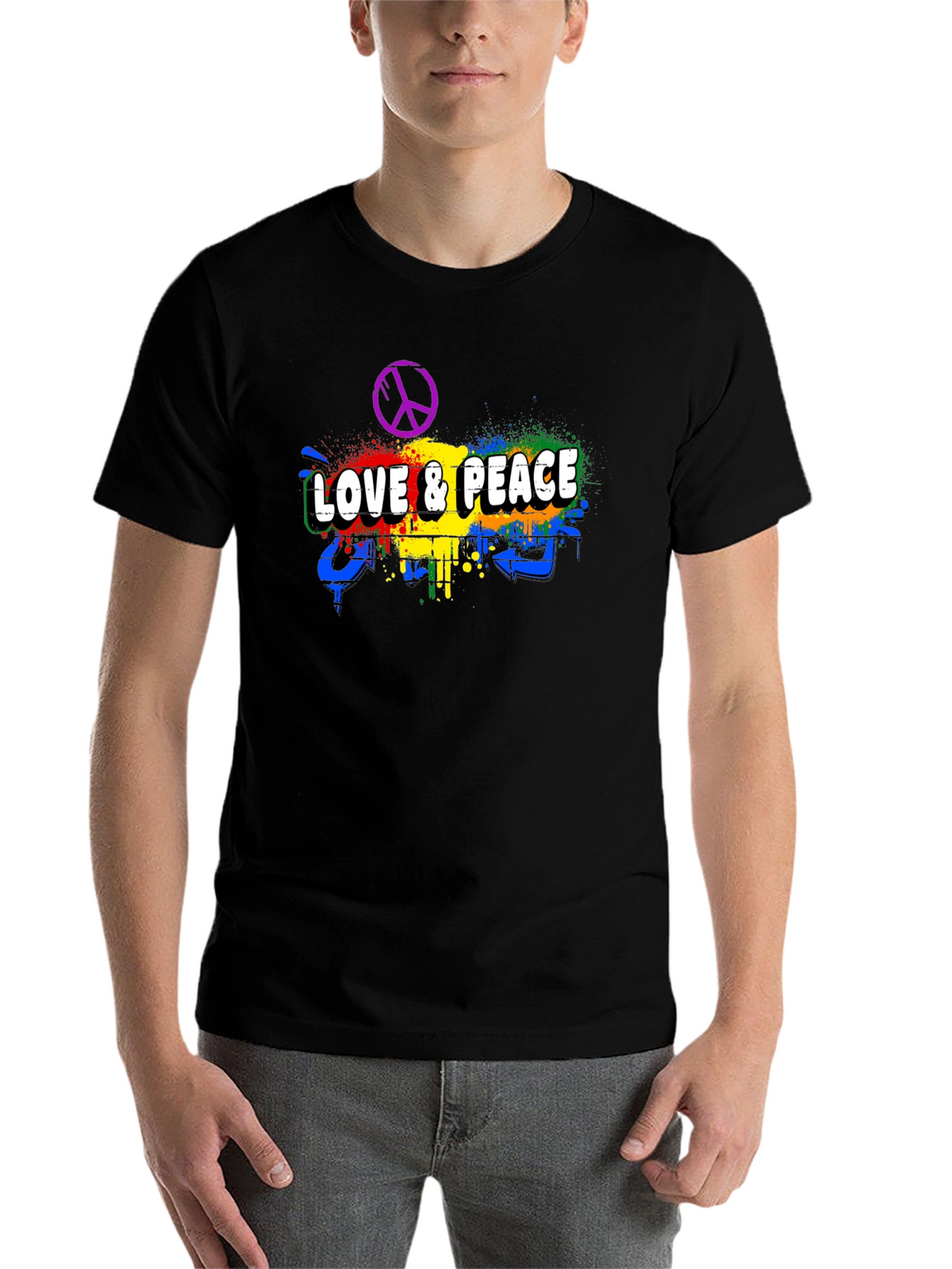 Love & Peace Graphic Tee - Mens Black T-Shirt