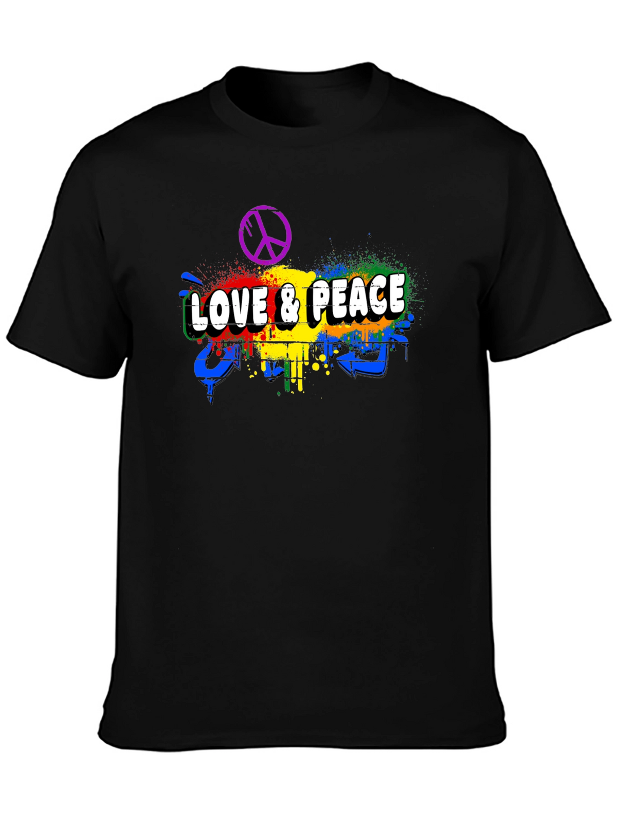 Love & Peace Graphic Tee - Mens Black T-Shirt