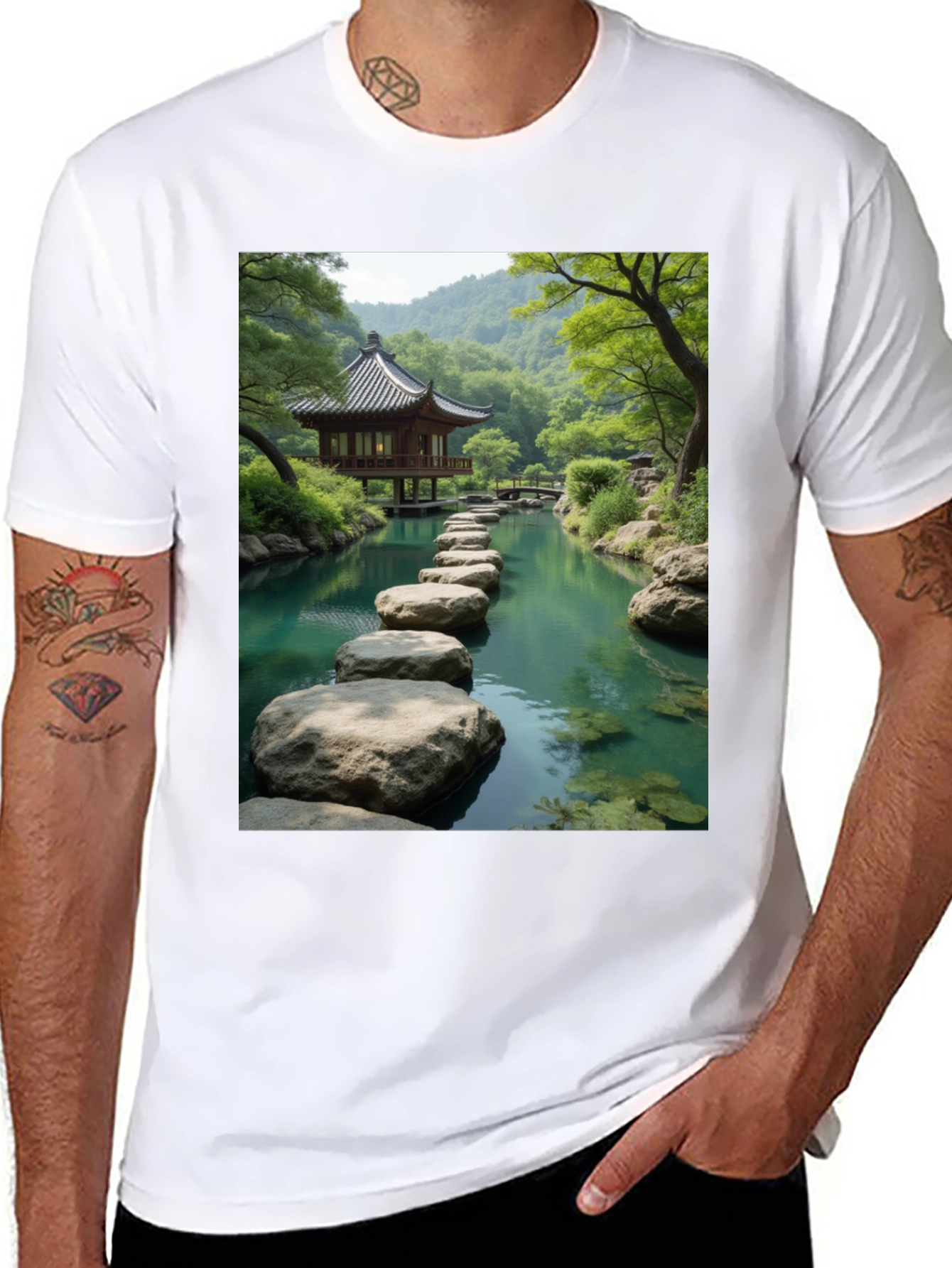 Zen Garden Graphic Tee - Nature Inspired Black T-Shirt