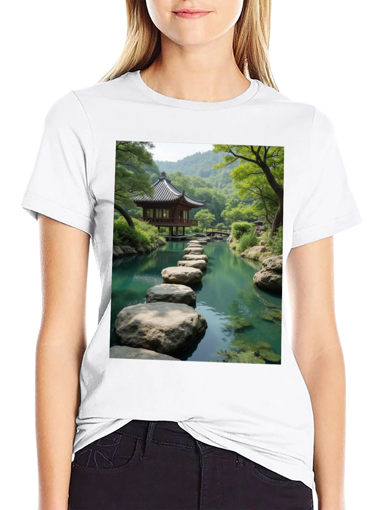 Zen Garden Graphic Tee - Nature Inspired Black T-Shirt