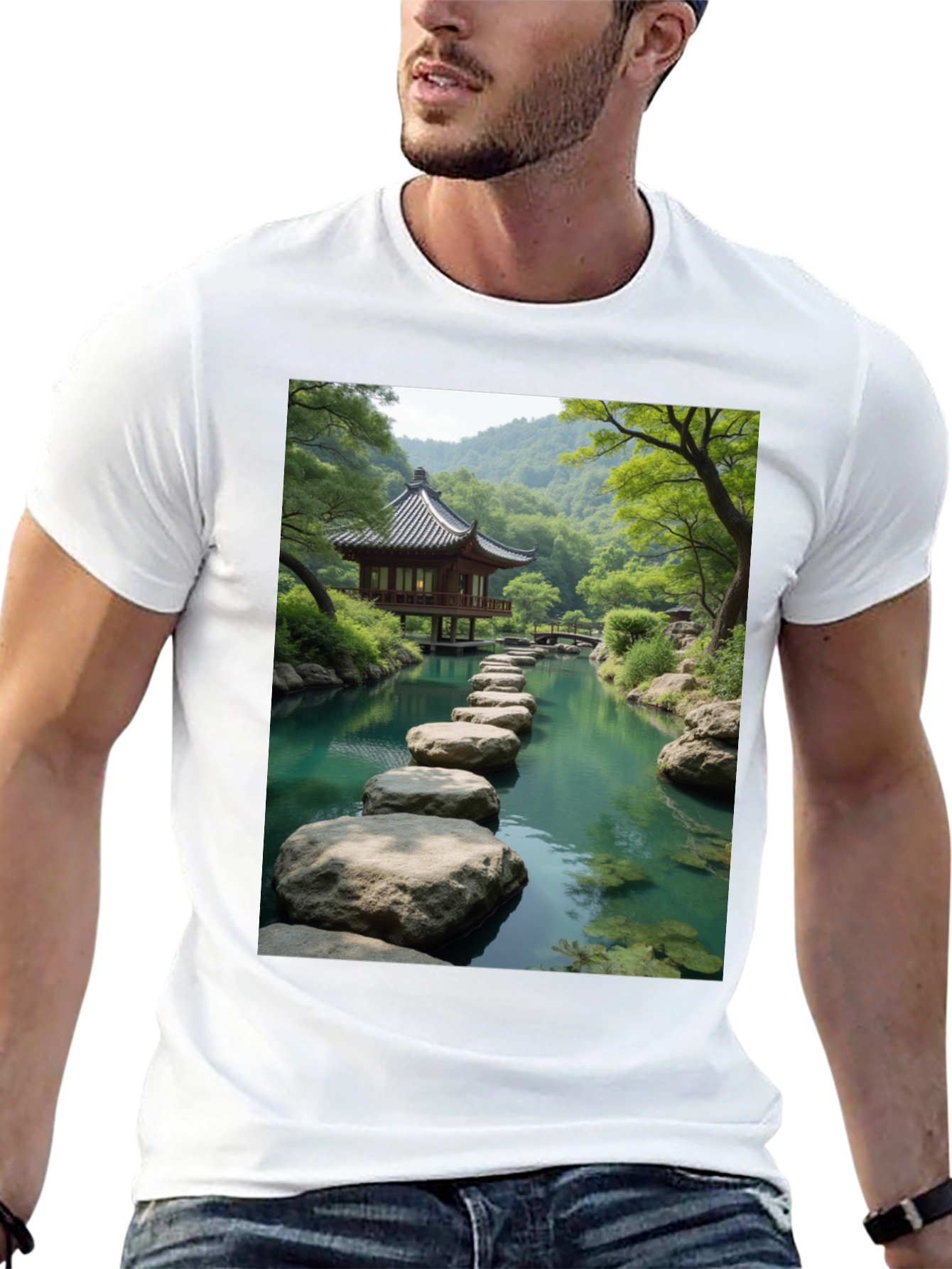 Zen Garden Graphic Tee - Nature Inspired Black T-Shirt