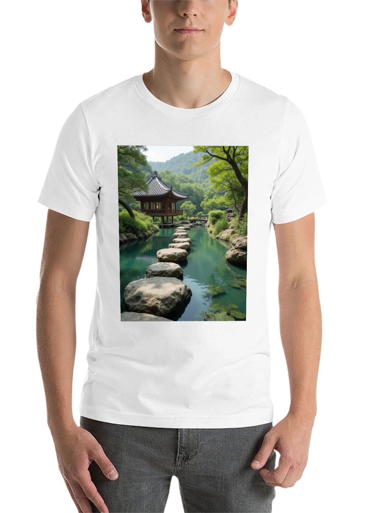 Zen Garden Graphic Tee - Nature Inspired Black T-Shirt