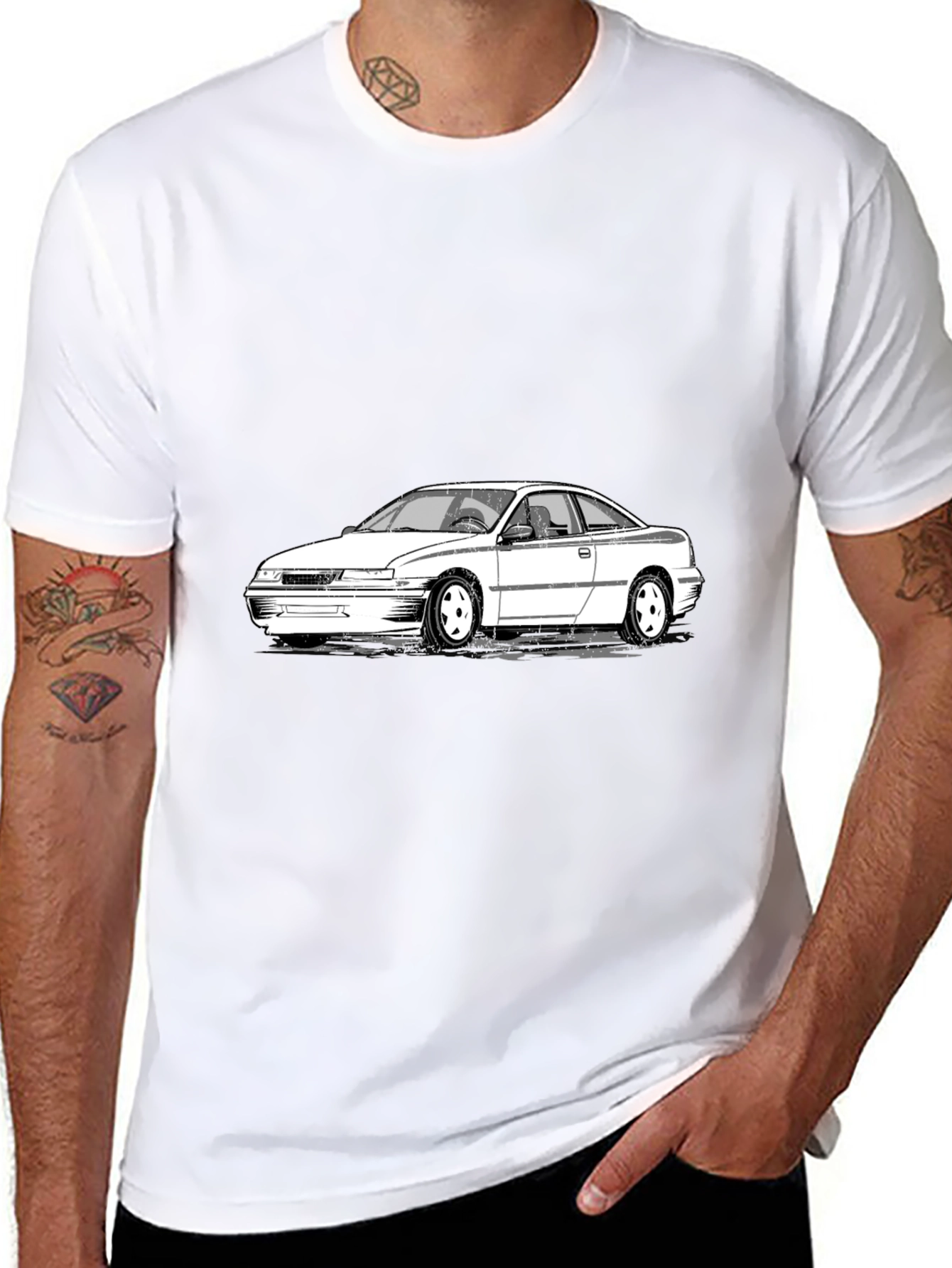 Cool Car Graphic Tee - Black Cotton T-Shirt