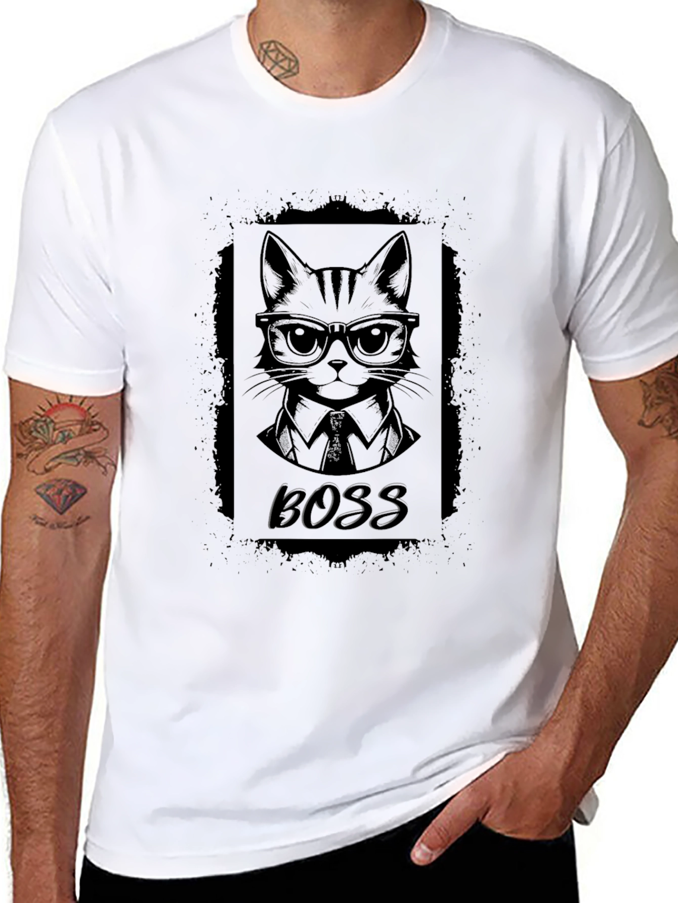 Boss Cat T-Shirt - Mens Black Graphic Tee