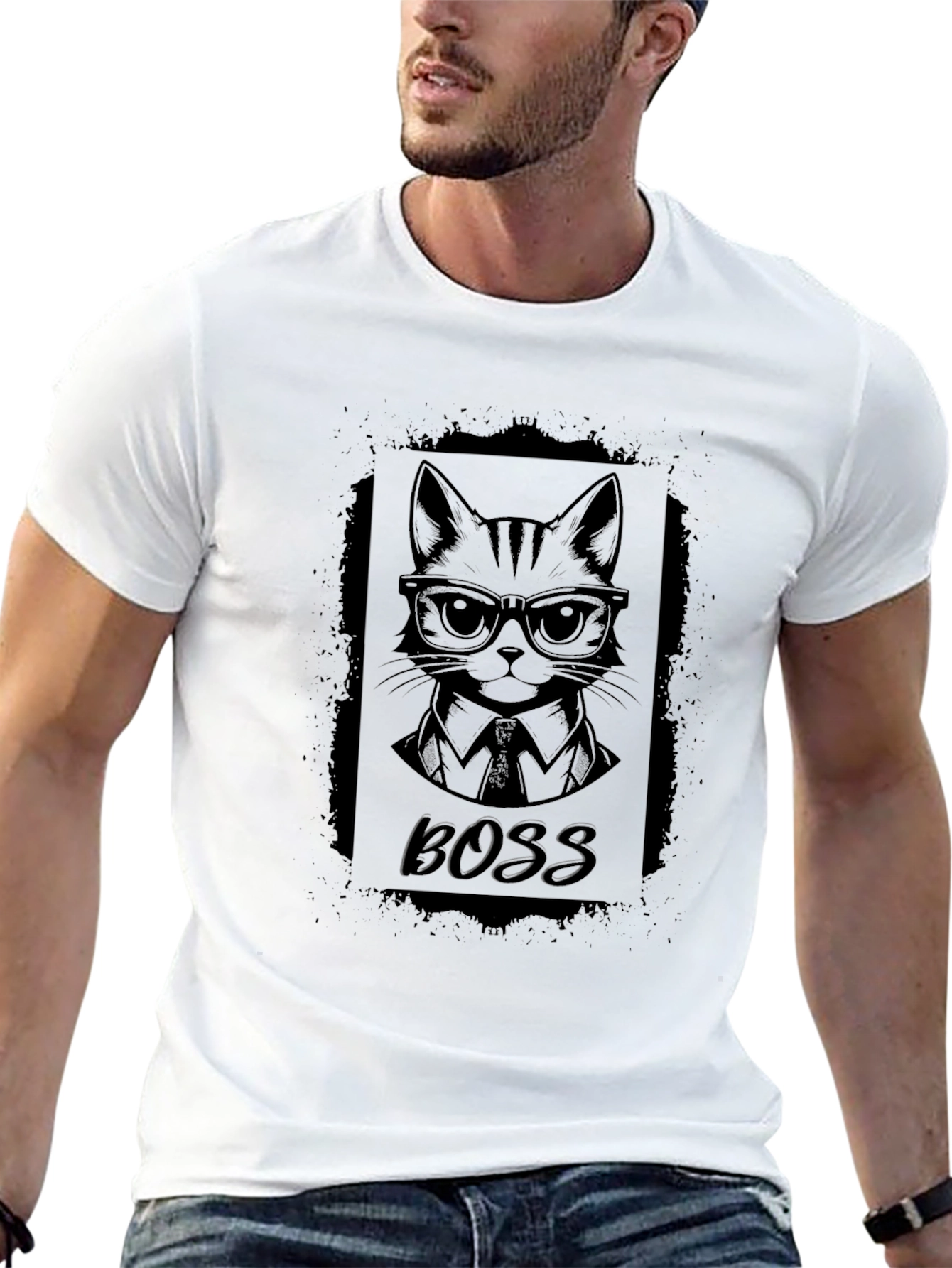 Boss Cat T-Shirt - Mens Black Graphic Tee