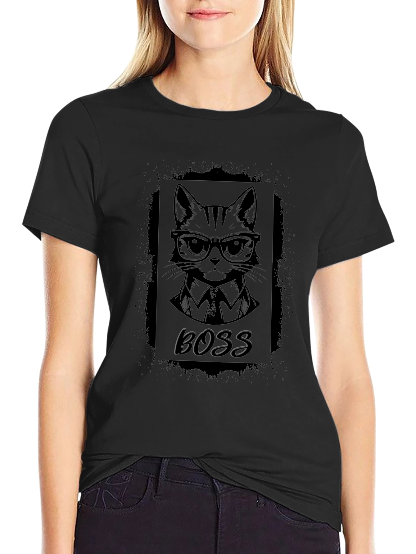 Boss Cat T-Shirt - Mens Black Graphic Tee