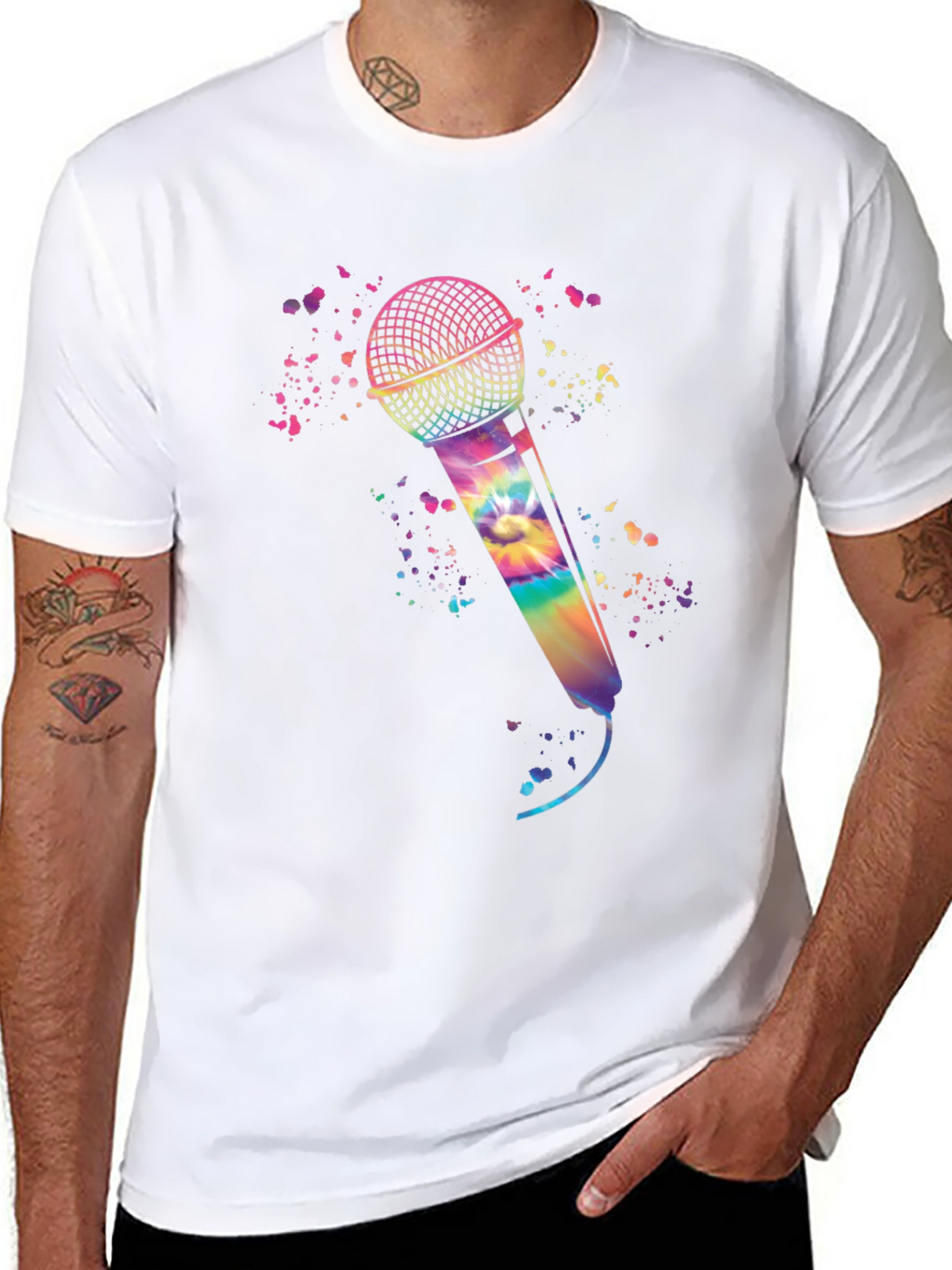 Rainbow Tie-Dye Microphone Graphic Tee