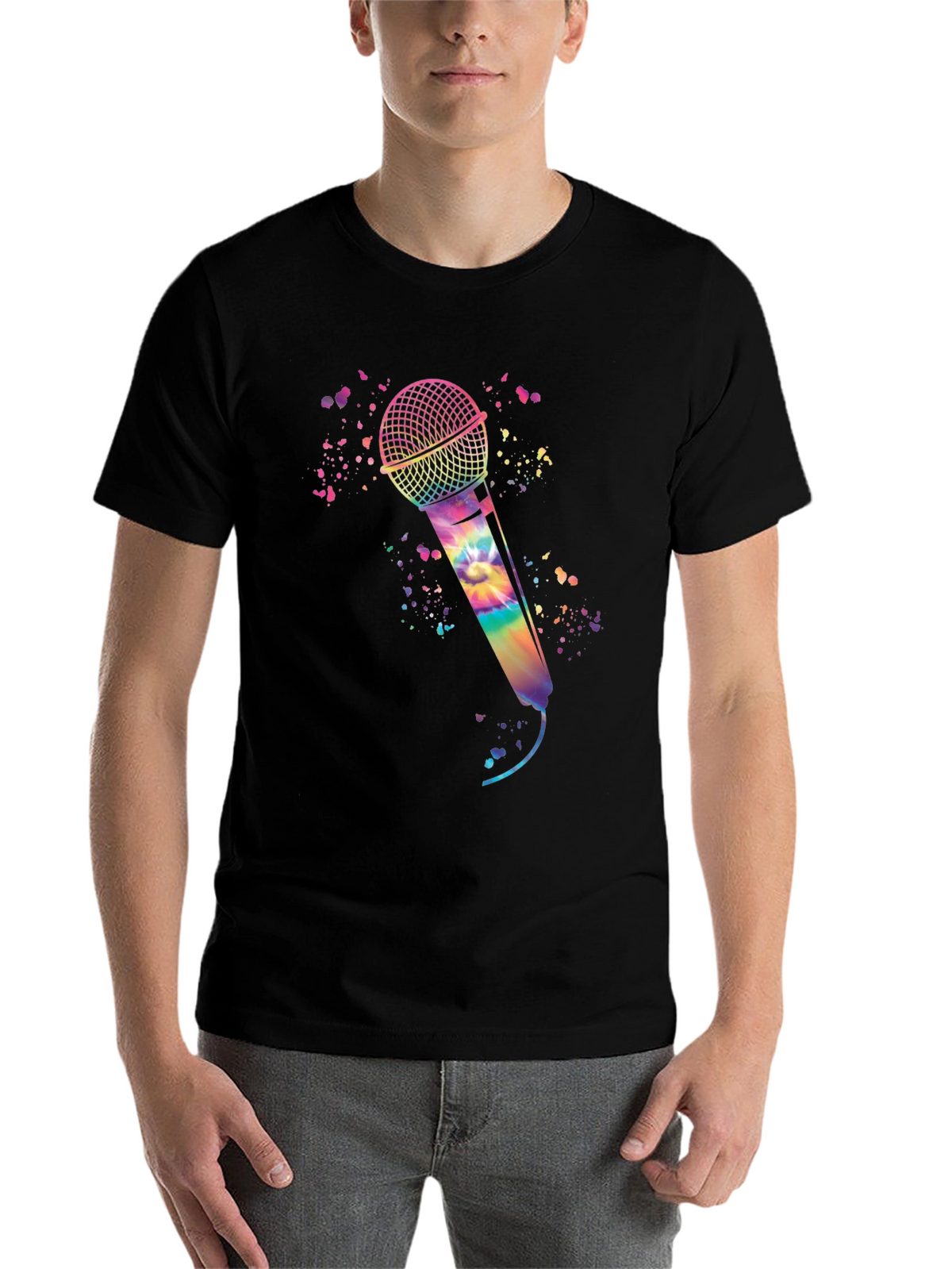 Rainbow Tie-Dye Microphone Graphic Tee