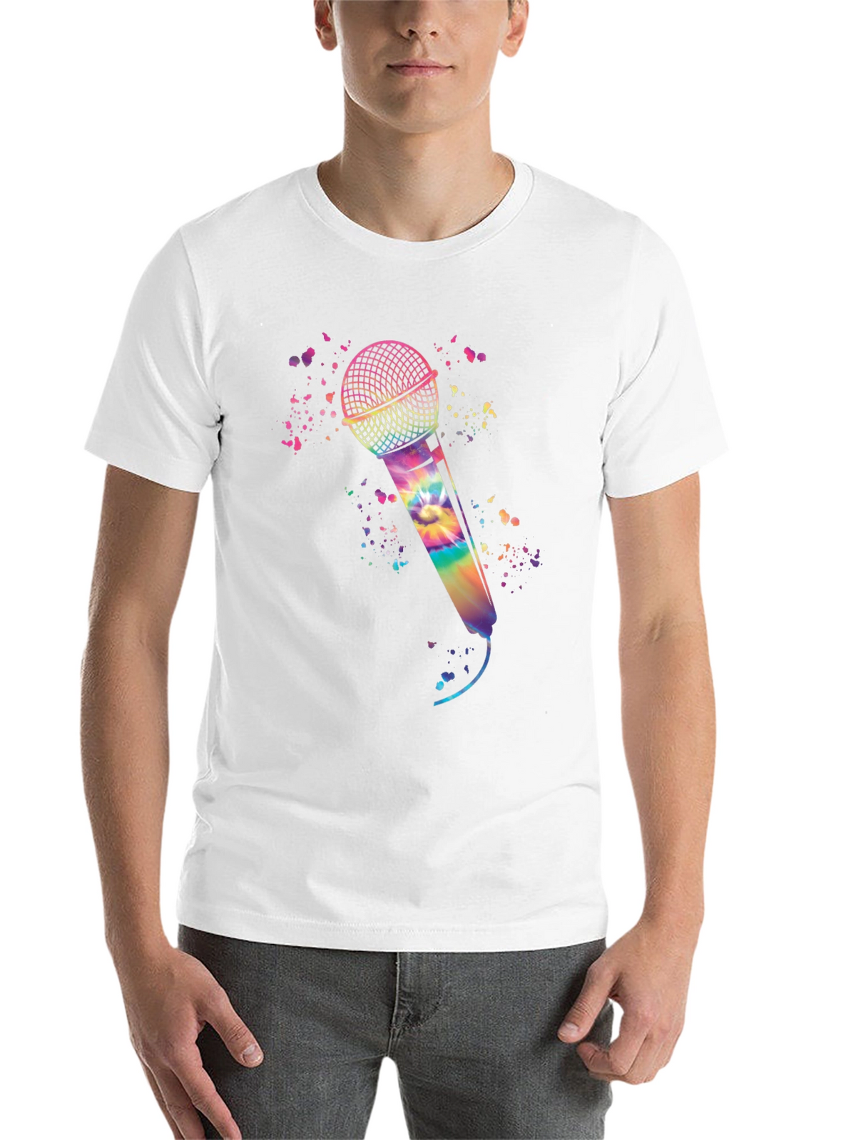 Rainbow Tie-Dye Microphone Graphic Tee