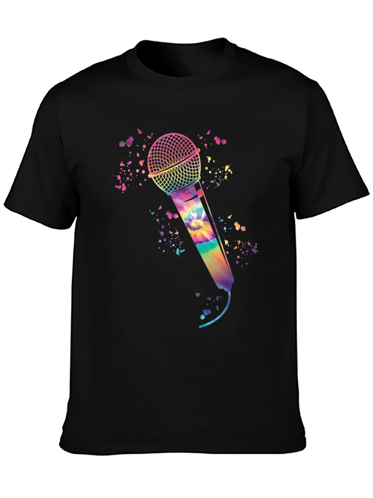 Rainbow Tie-Dye Microphone Graphic Tee