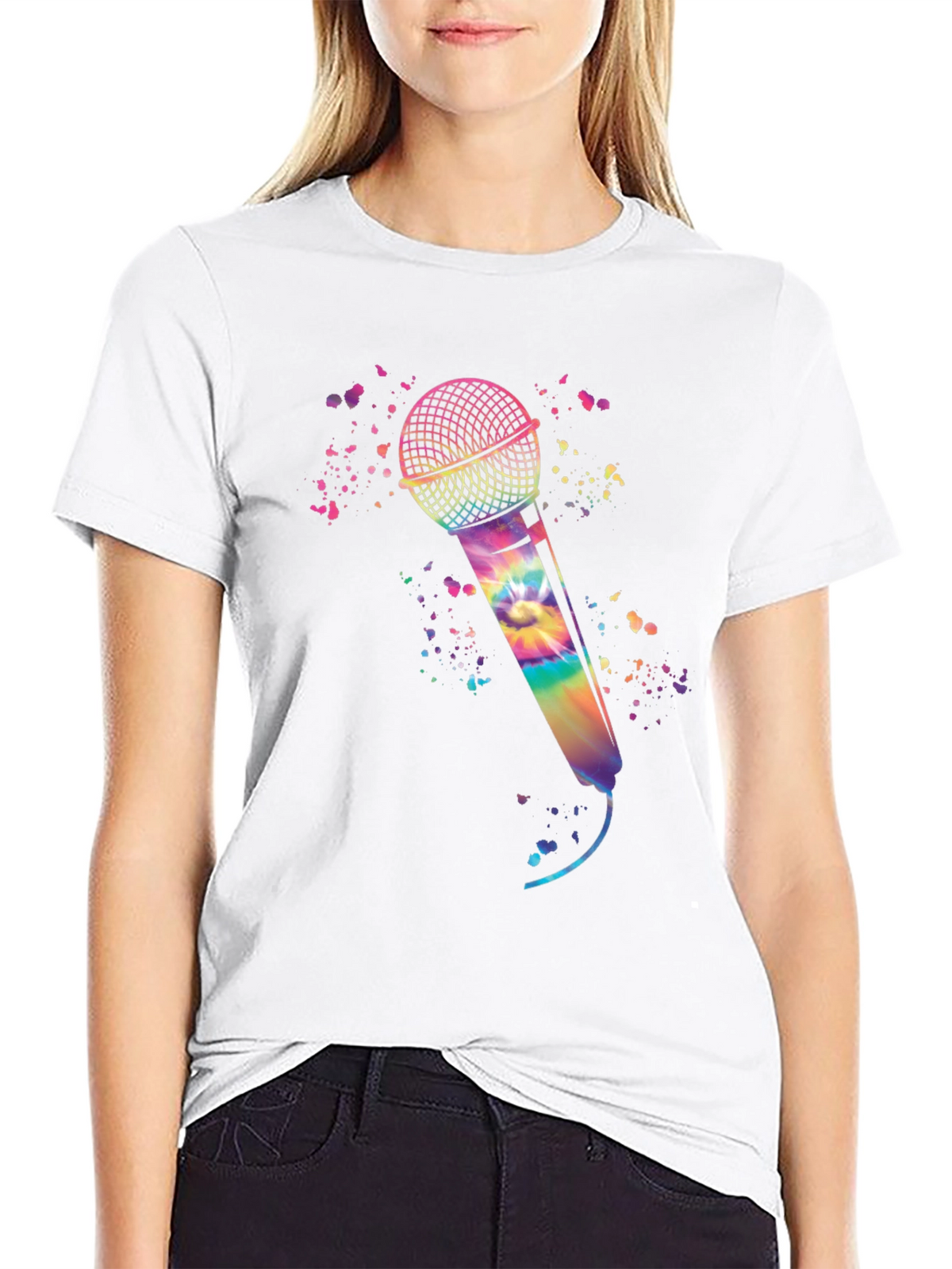 Rainbow Tie-Dye Microphone Graphic Tee