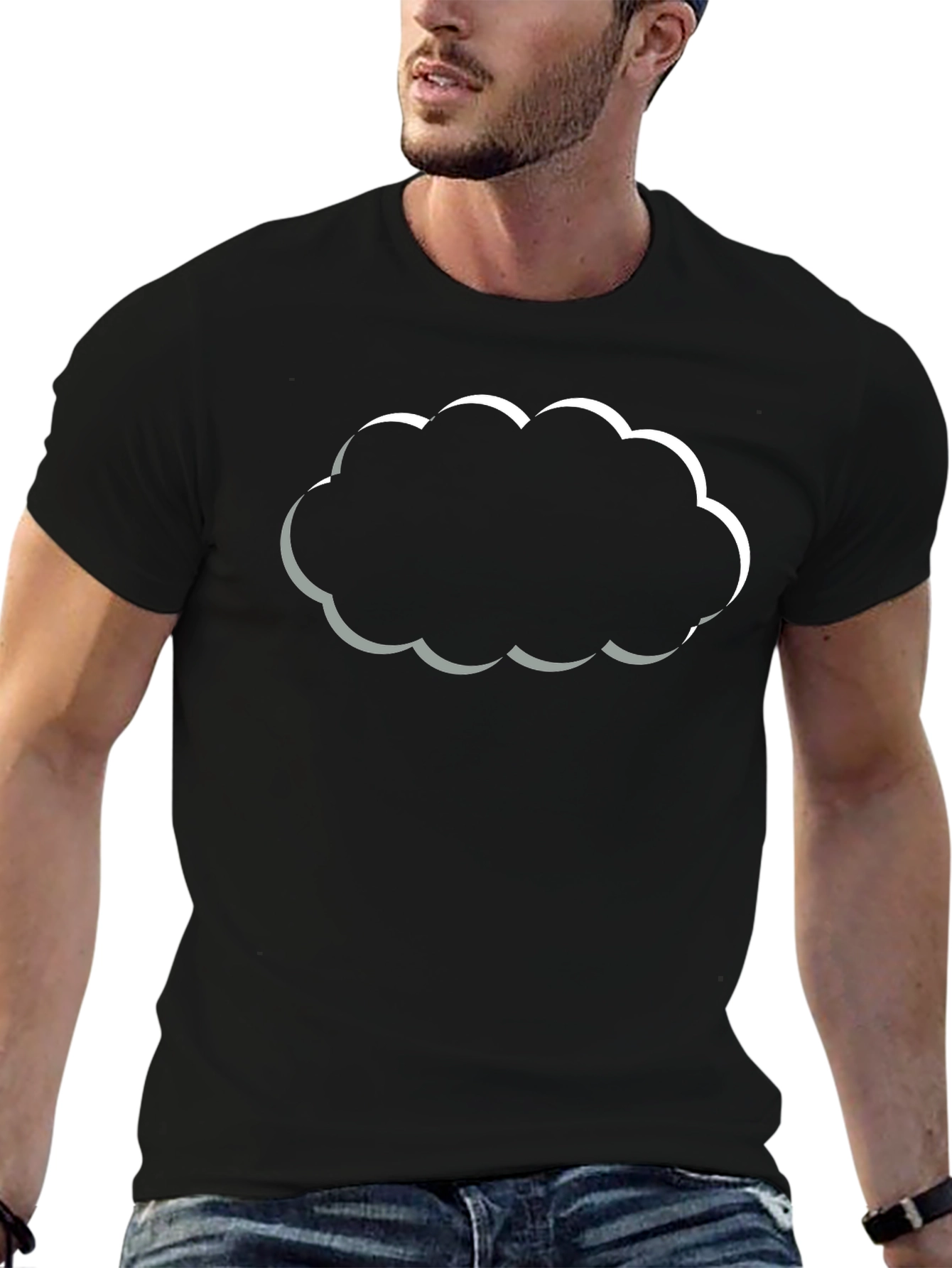 Cloud Graphic Black T-Shirt - Trendy & Stylish