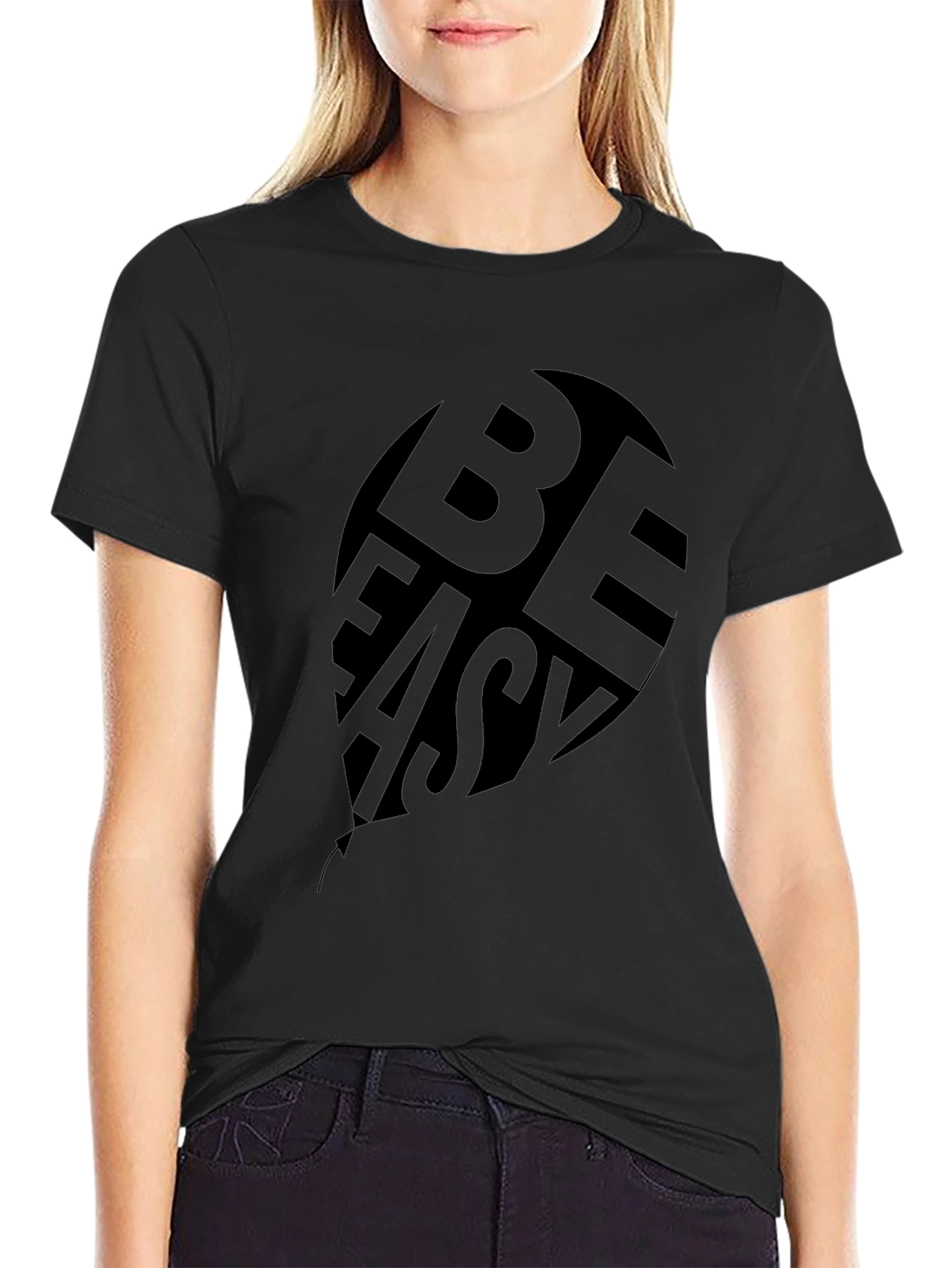 Be Easy Black Graphic Print T-Shirt