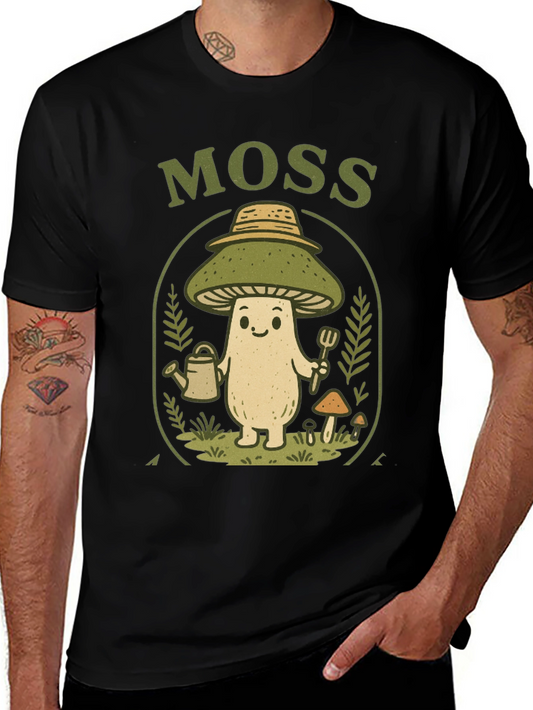 Cute Moss Gardener Mushroom Graphic T-Shirt