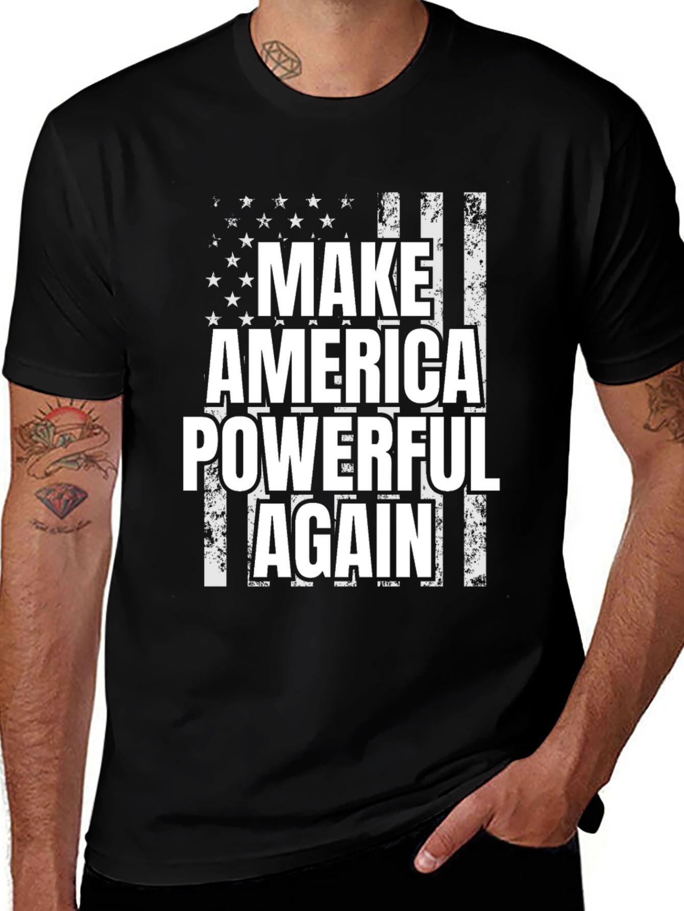 Make America Powerful Again T-Shirt - Patriotic Flag Design
