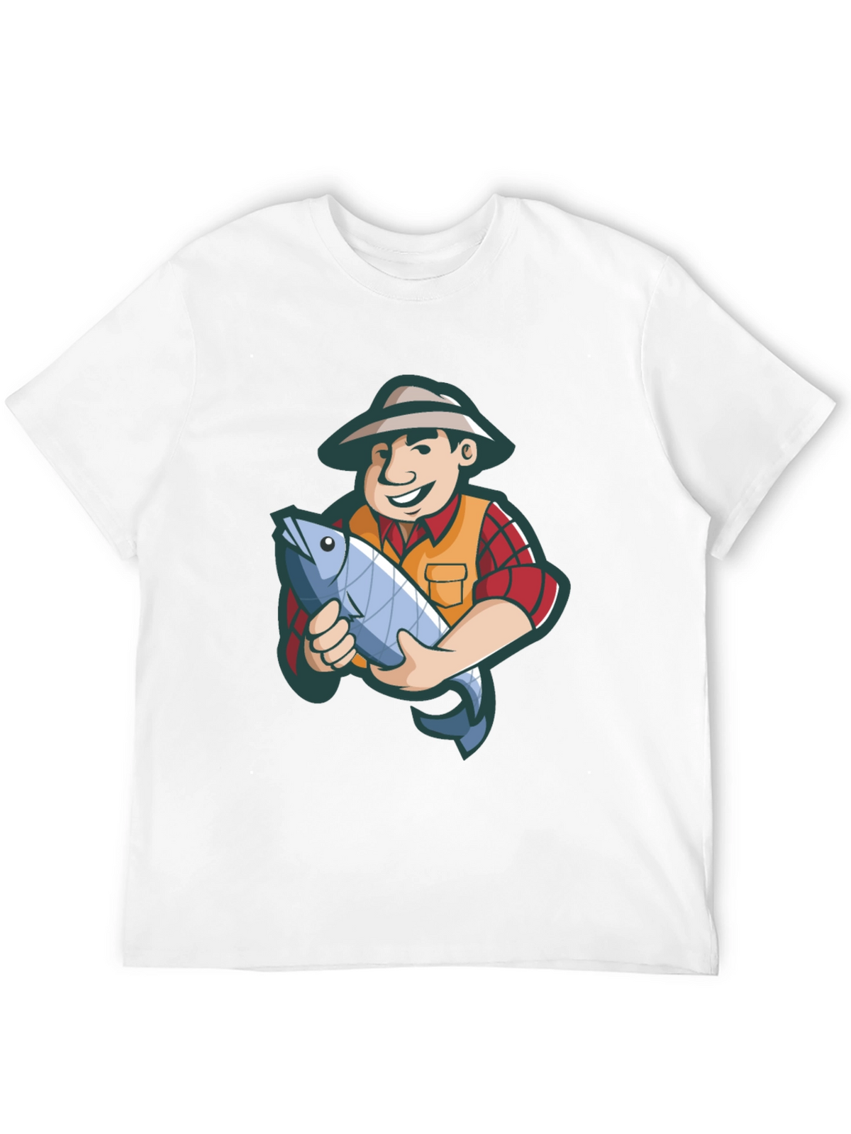 Fisherman Cartoon Graphic Tee - Black